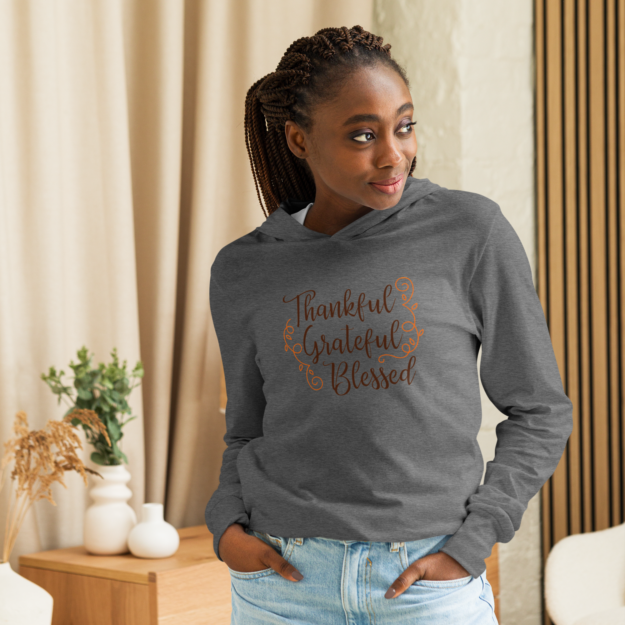 Thankful Grateful Blessed Unisex Hooded Long Sleeve Tee, Inspirational Apparel, Cozy Gift, Fall Fashion, Thanksgiving Top, Year-Round [...]