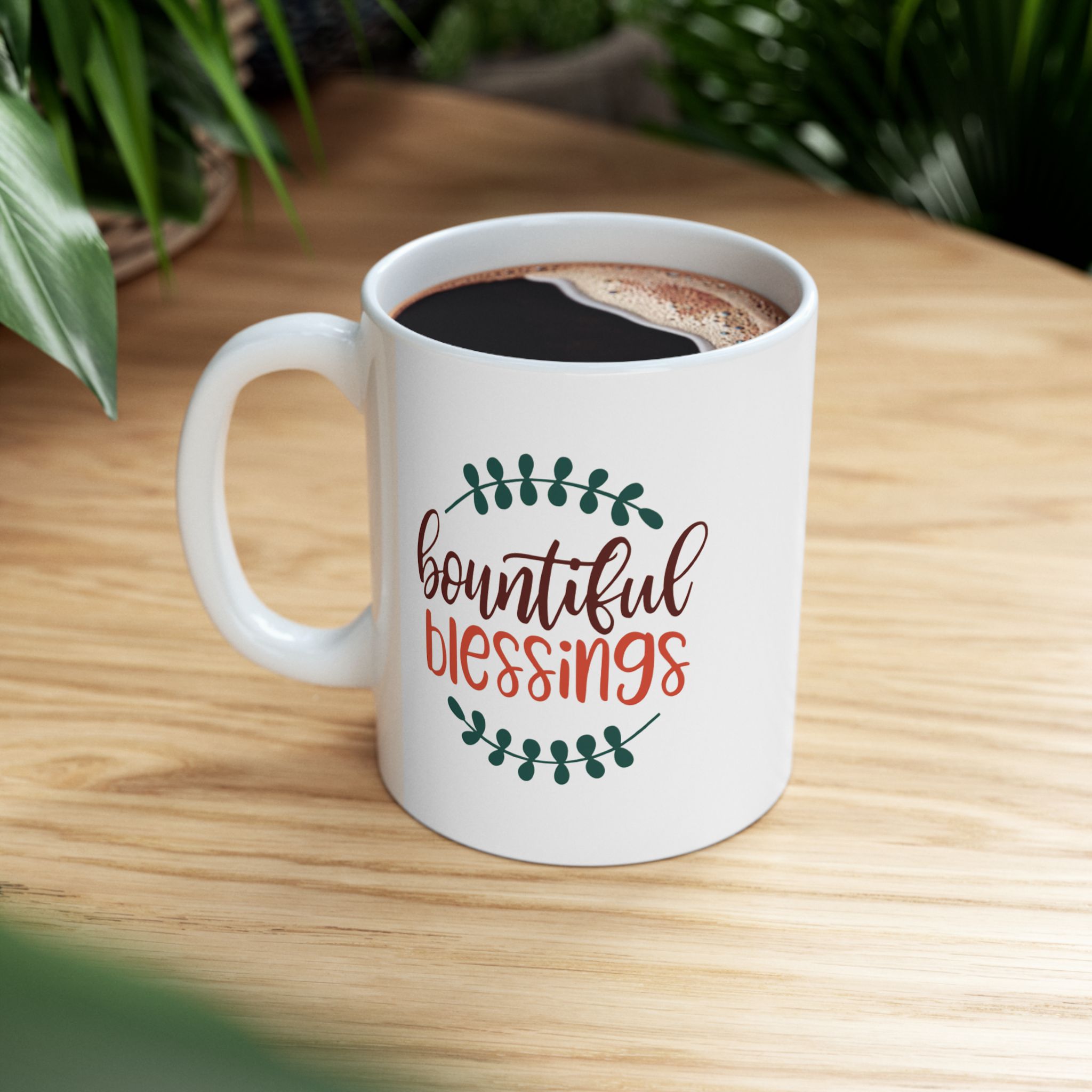 Bountiful Blessings Thanksgiving Ceramic Mug - 11oz, 15oz | Perfect Gift for Coffee Lovers, Inspirational Gifts, Home Decor, Gratitude, Housewarming product thumbnail image