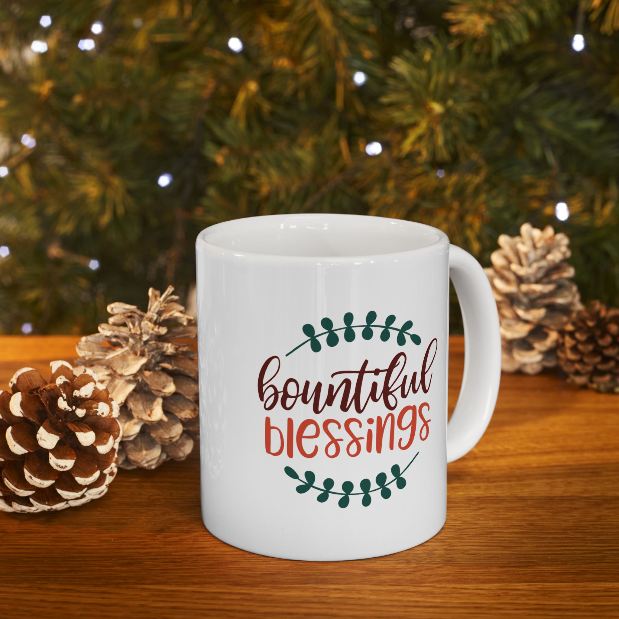 Bountiful Blessings Thanksgiving Ceramic Mug - 11oz, 15oz | Perfect Gift for Coffee Lovers, Inspirational Gifts, Home Decor, Gratitude, Housewarming product thumbnail image