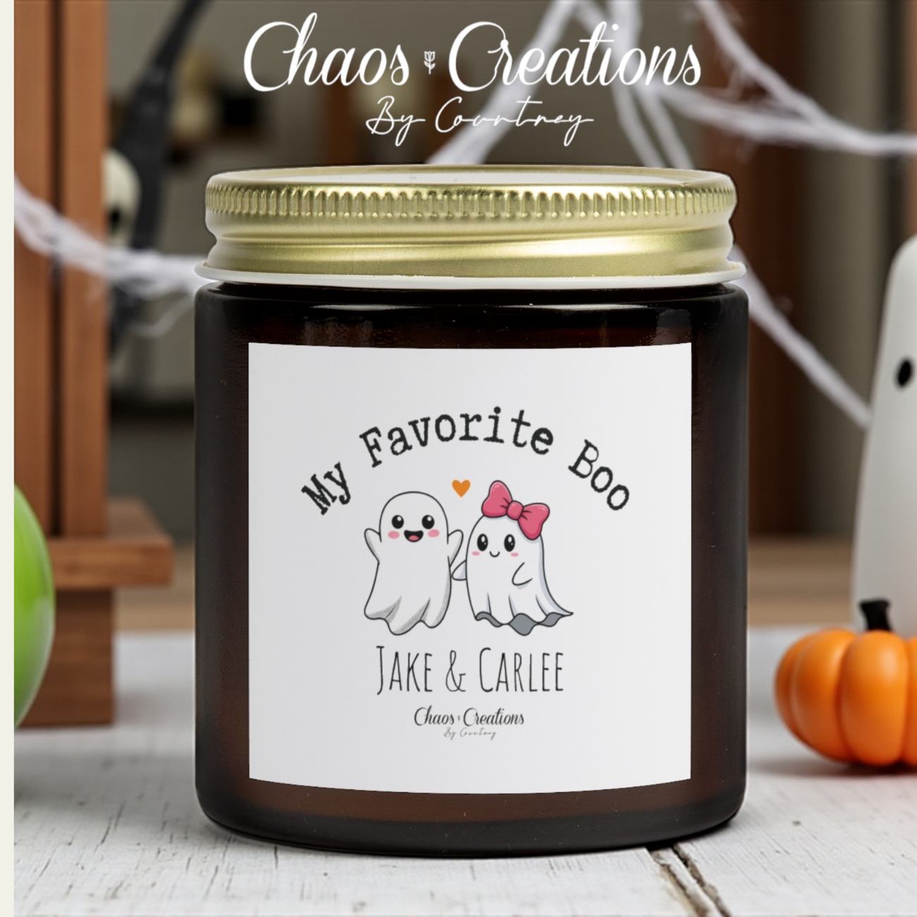 Hand-Poured Favorite Boo Candle – Coconut Apricot Wax | Amber & Clear Glass | 4oz & 9oz product thumbnail image Hand-Poured Favorite Boo Candle – Coconut Apricot Wax | Amber & Clear Glass | 4oz & 9oz product thumbnail image