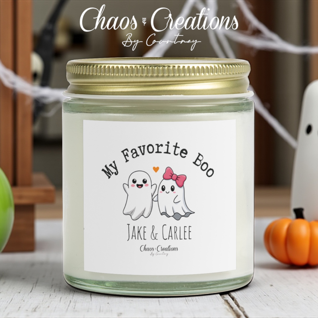 Hand-Poured Favorite Boo Candle – Coconut Apricot Wax | Amber &amp; Clear Glass | 4oz &amp; 9oz
