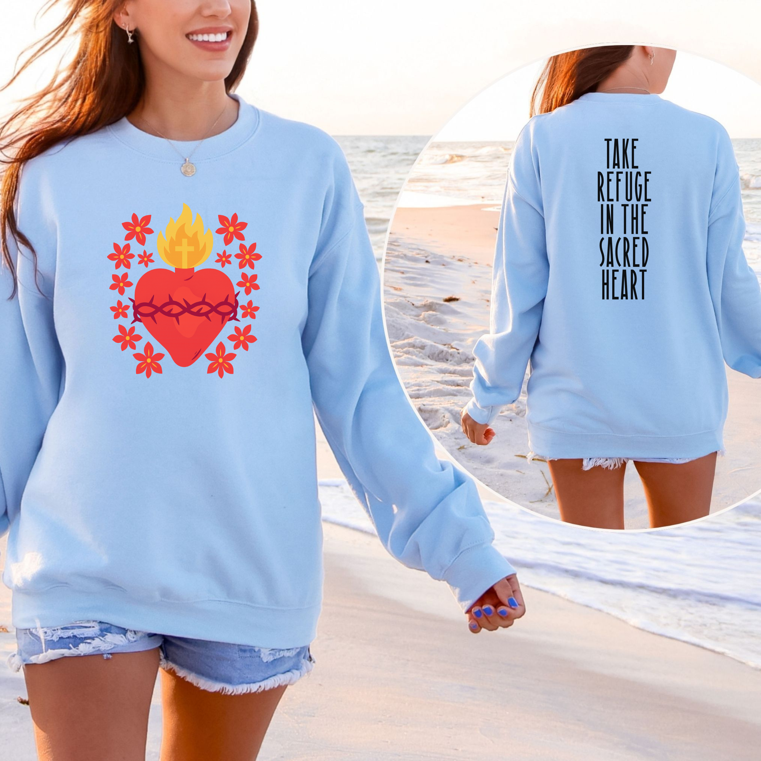 Sacred Heart Crewneck Sweatshirt, Cozy Unisex Sweatshirt, Inspirational Gift for Faith, Perfect for Holidays, Casual Wear product thumbnail image Sacred Heart Crewneck Sweatshirt, Cozy Unisex Sweatshirt, Inspirational Gift for Faith, Perfect for Holidays, Casual Wear product thumbnail image