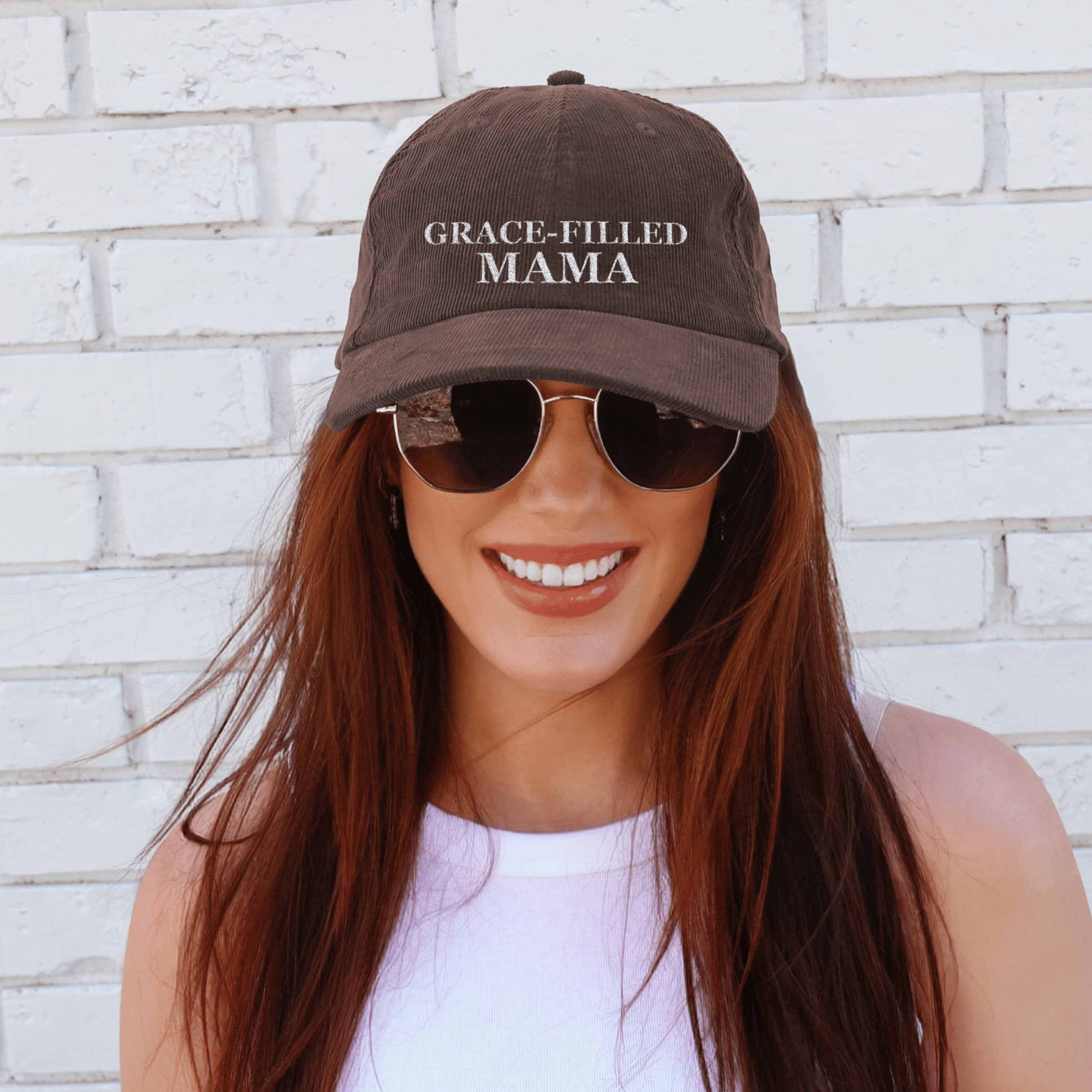 Vintage Embroidered Corduroy Cap | Grace Filled Mama Hat | Gift for Mom