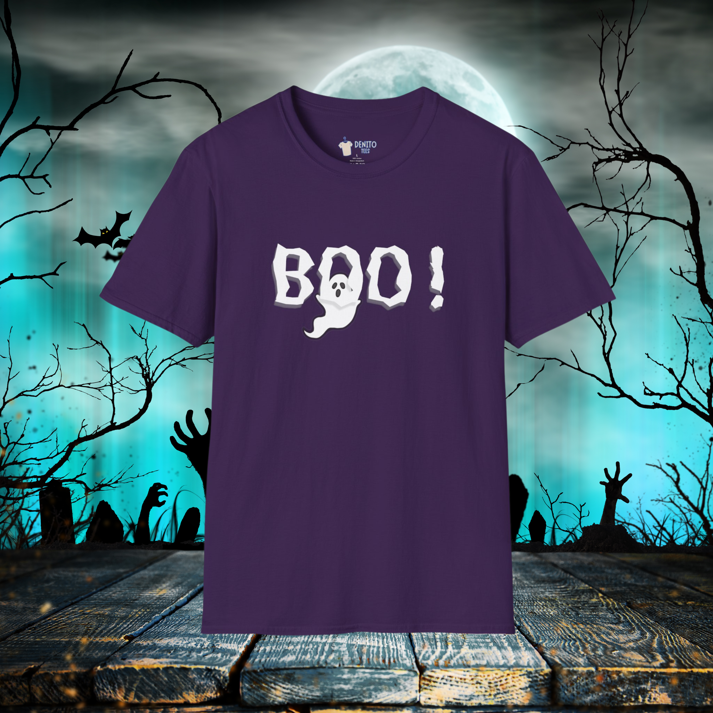 BOO! Halloween Ghost T-shirt - Unisex Softstyle T-Shirt
