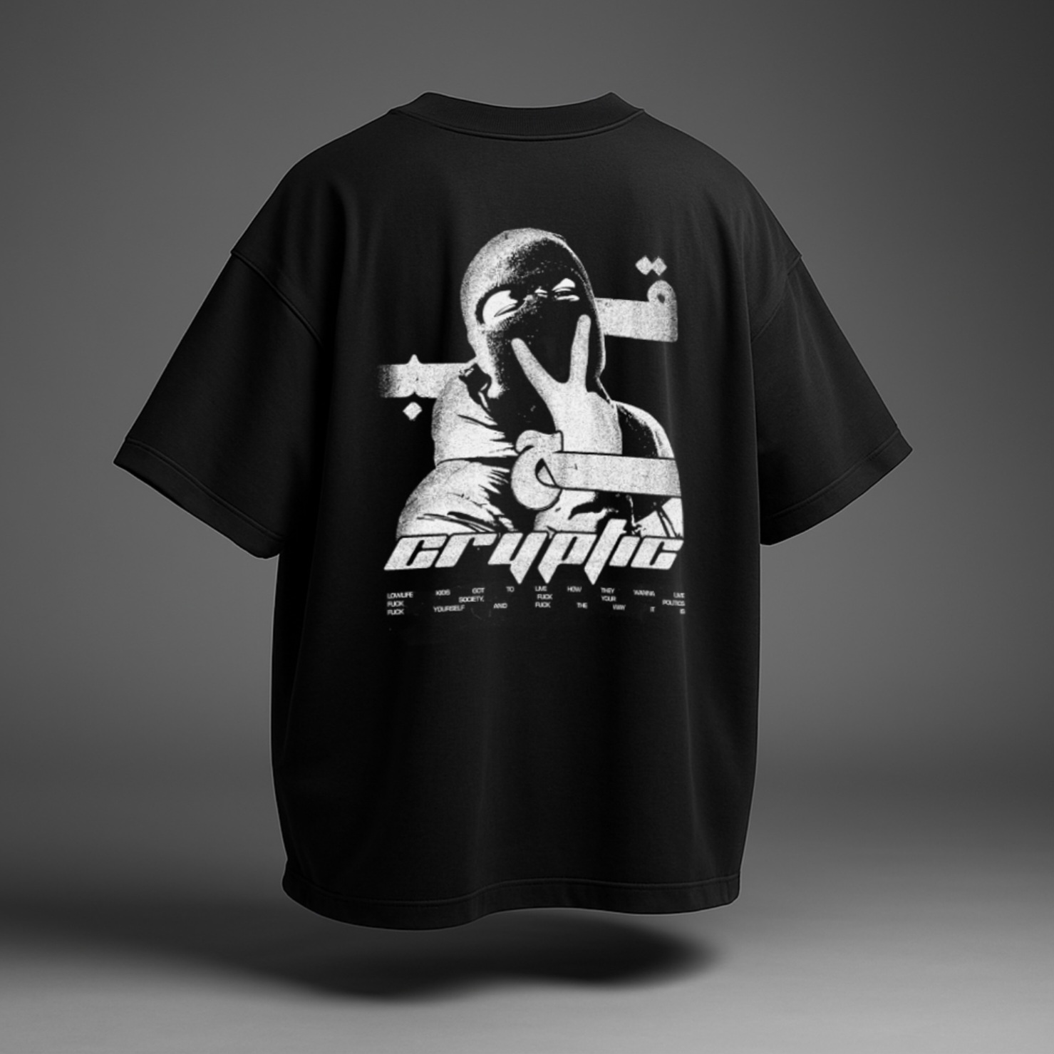 Cryptic Street Vision Oversized Tee-BLACK