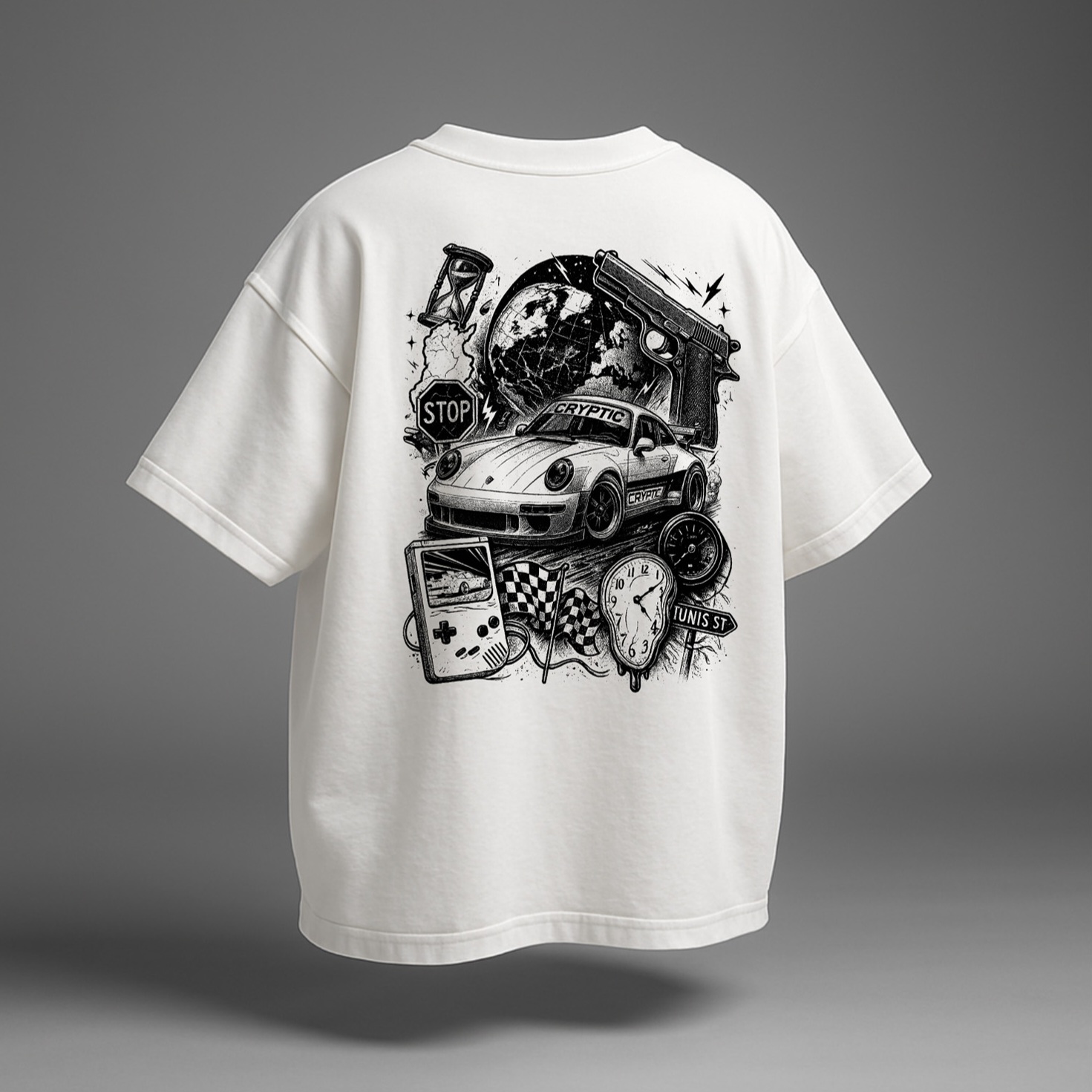 Cryptic Street Vision Oversized Tee – White Cryptic Street Vision Oversized Tee – White