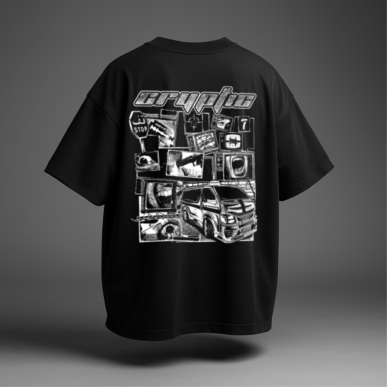 Cryptic Street Vision Oversized Tee-BLACK product thumbnail image