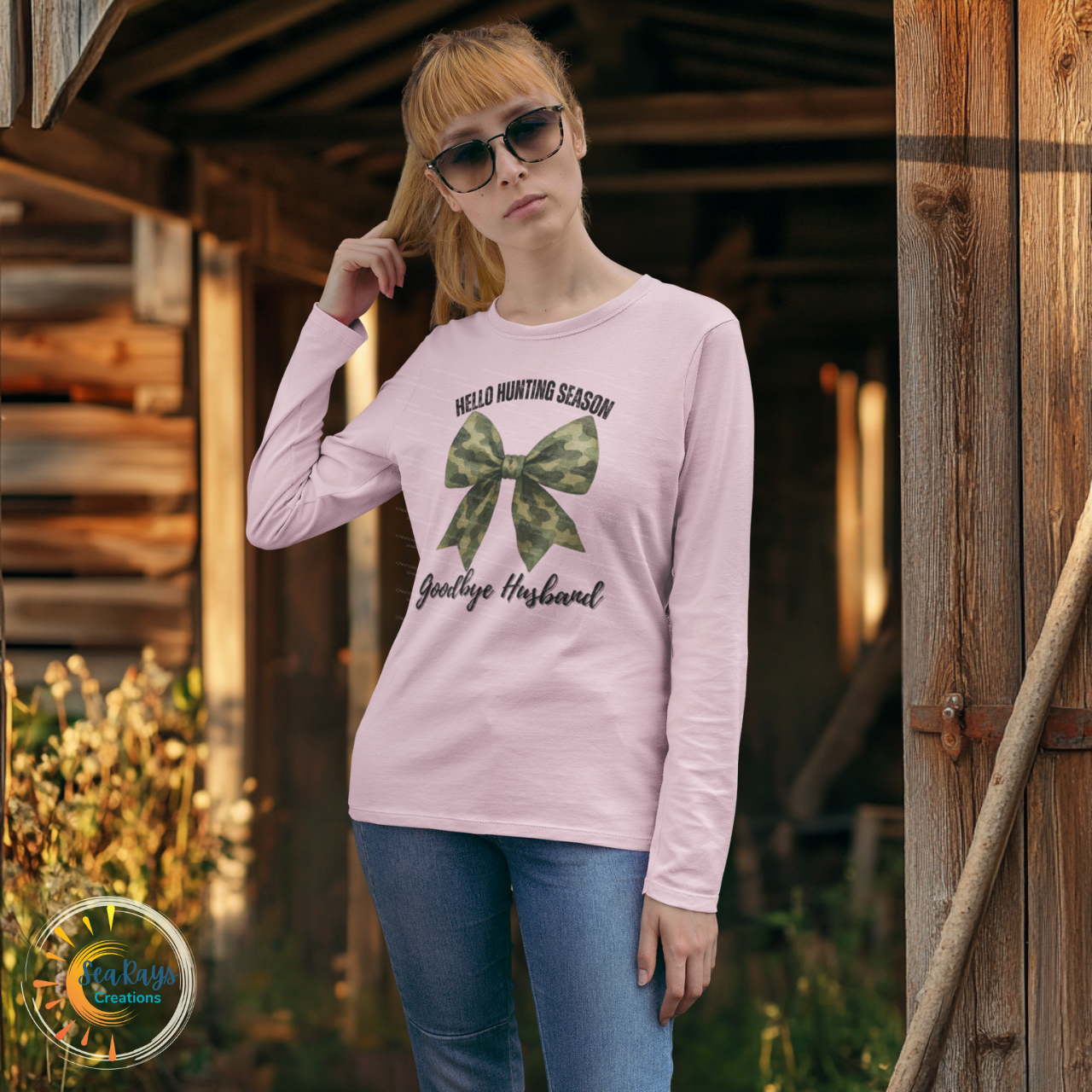 Unisex Long Sleeve Tee - Hunting Season Goodbye Husband Shirt, Camouflage Gift for Hunters, Comfortable Fishing Apparel, Outdoor Event [...] product thumbnail image