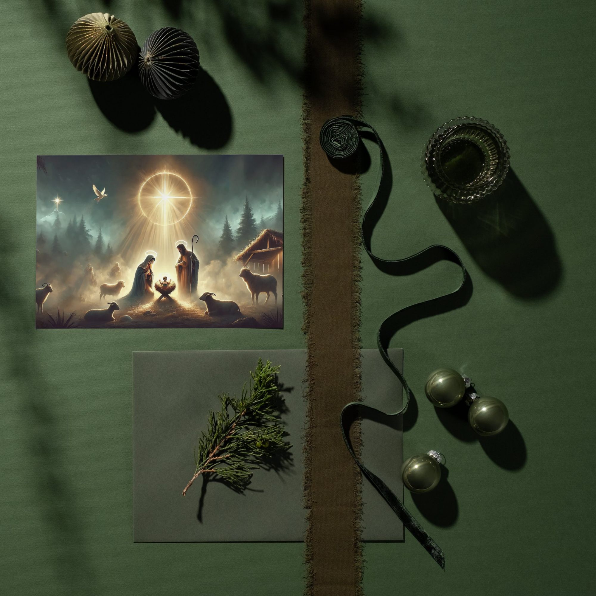 Nativity Christmas Card Set Religious Holiday Greeting Cards with Envelopes Manger Scene And Baby Jesus product thumbnail image