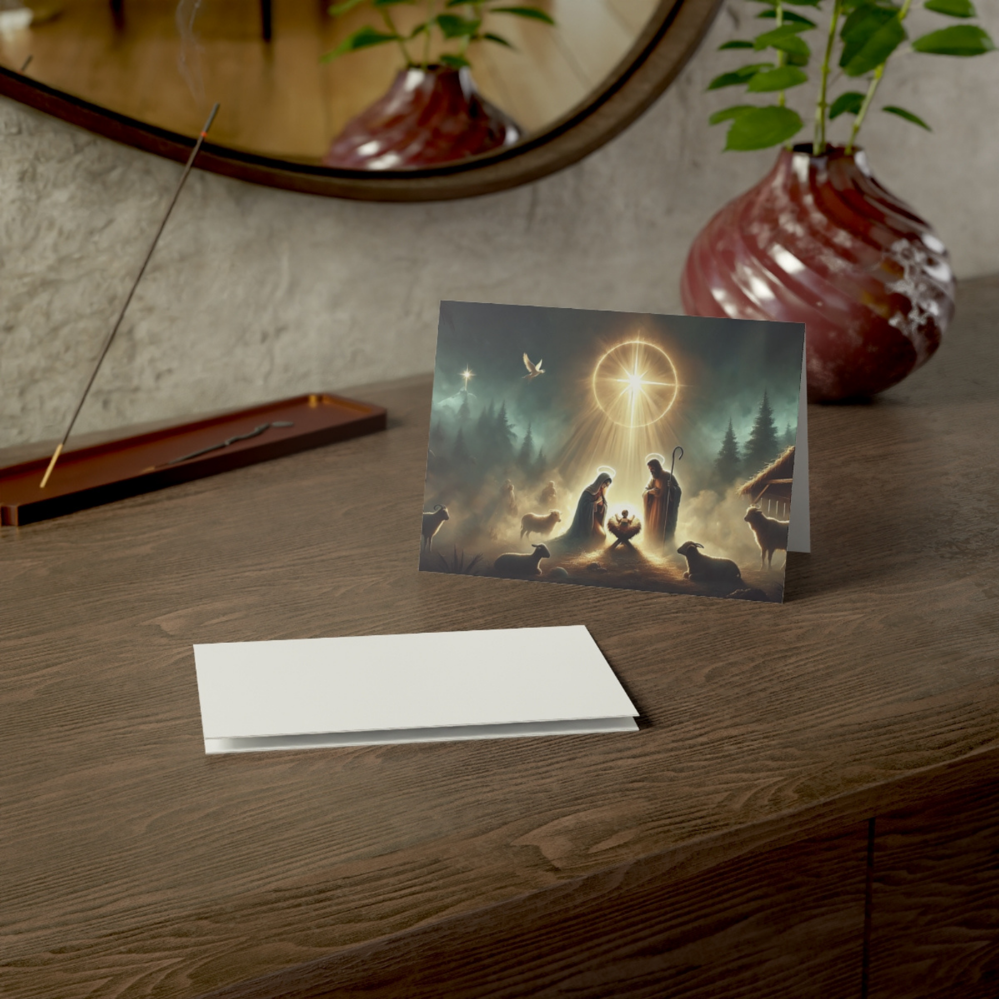 Nativity Christmas Card Set Religious Holiday Greeting Cards with Envelopes Manger Scene And Baby Jesus product thumbnail image