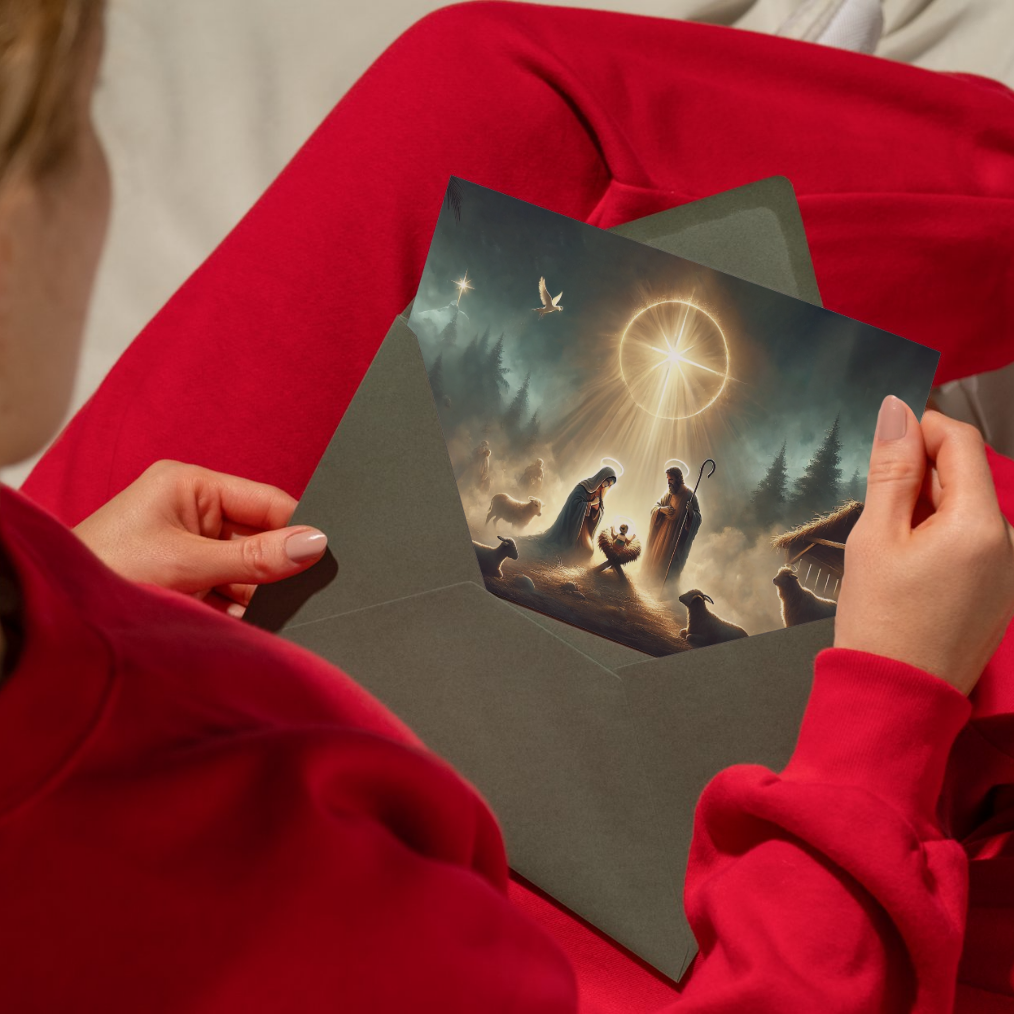 Nativity Christmas Card Set Religious Holiday Greeting Cards with Envelopes Manger Scene And Baby Jesus product thumbnail image