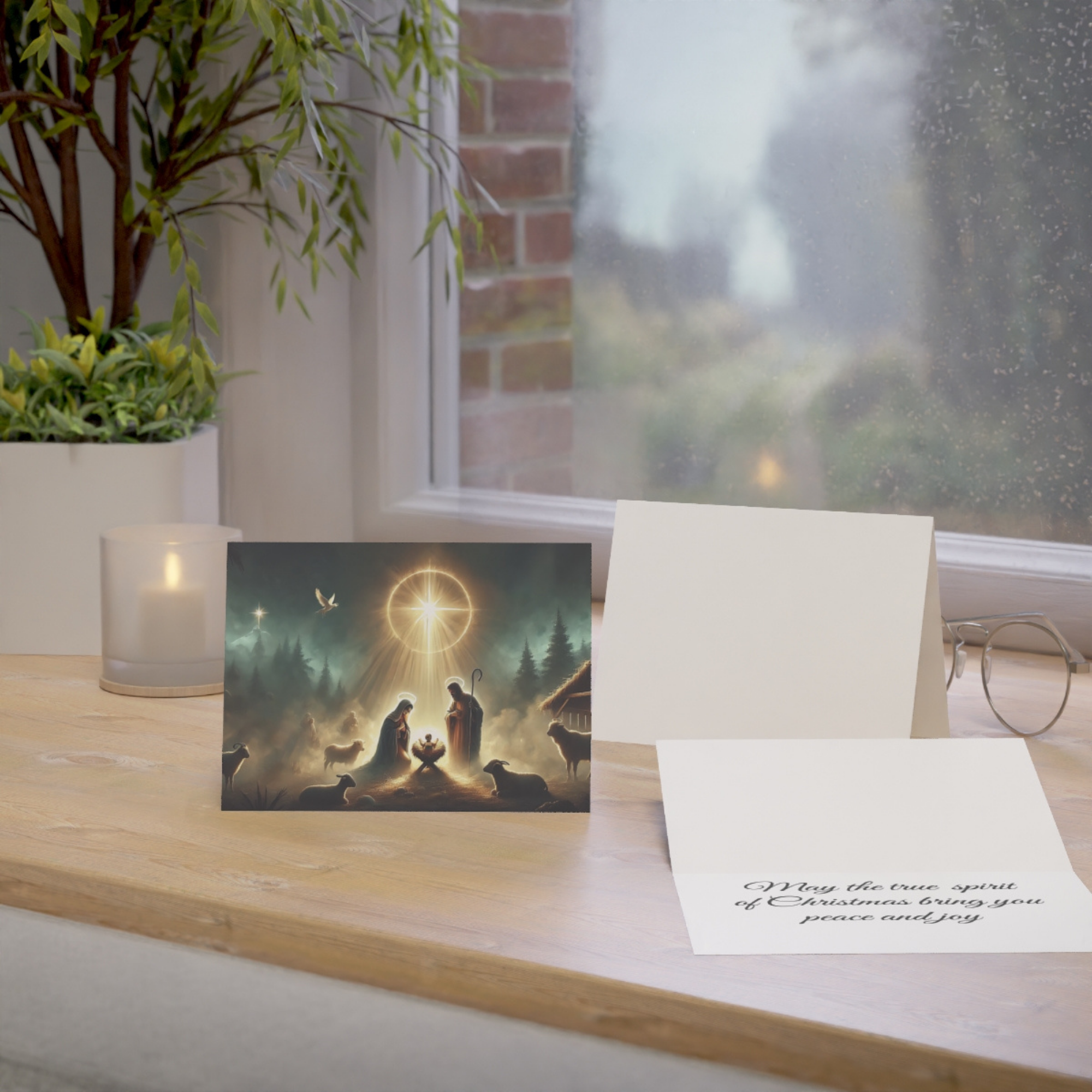 Nativity Christmas Card Set Religious Holiday Greeting Cards with Envelopes Manger Scene And Baby Jesus product thumbnail image