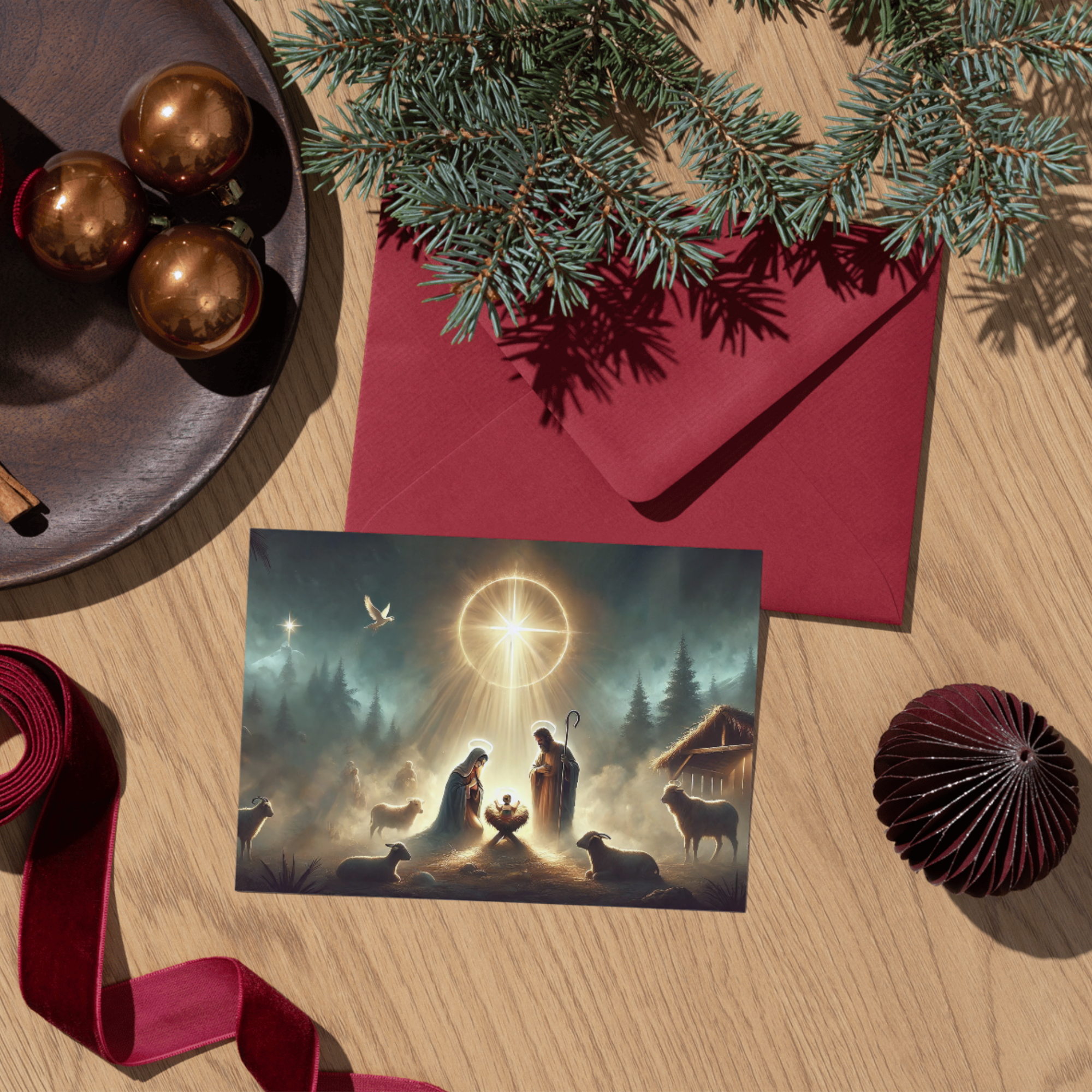 Nativity Christmas Card Set Religious Holiday Greeting Cards with Envelopes Manger Scene And Baby Jesus product thumbnail image