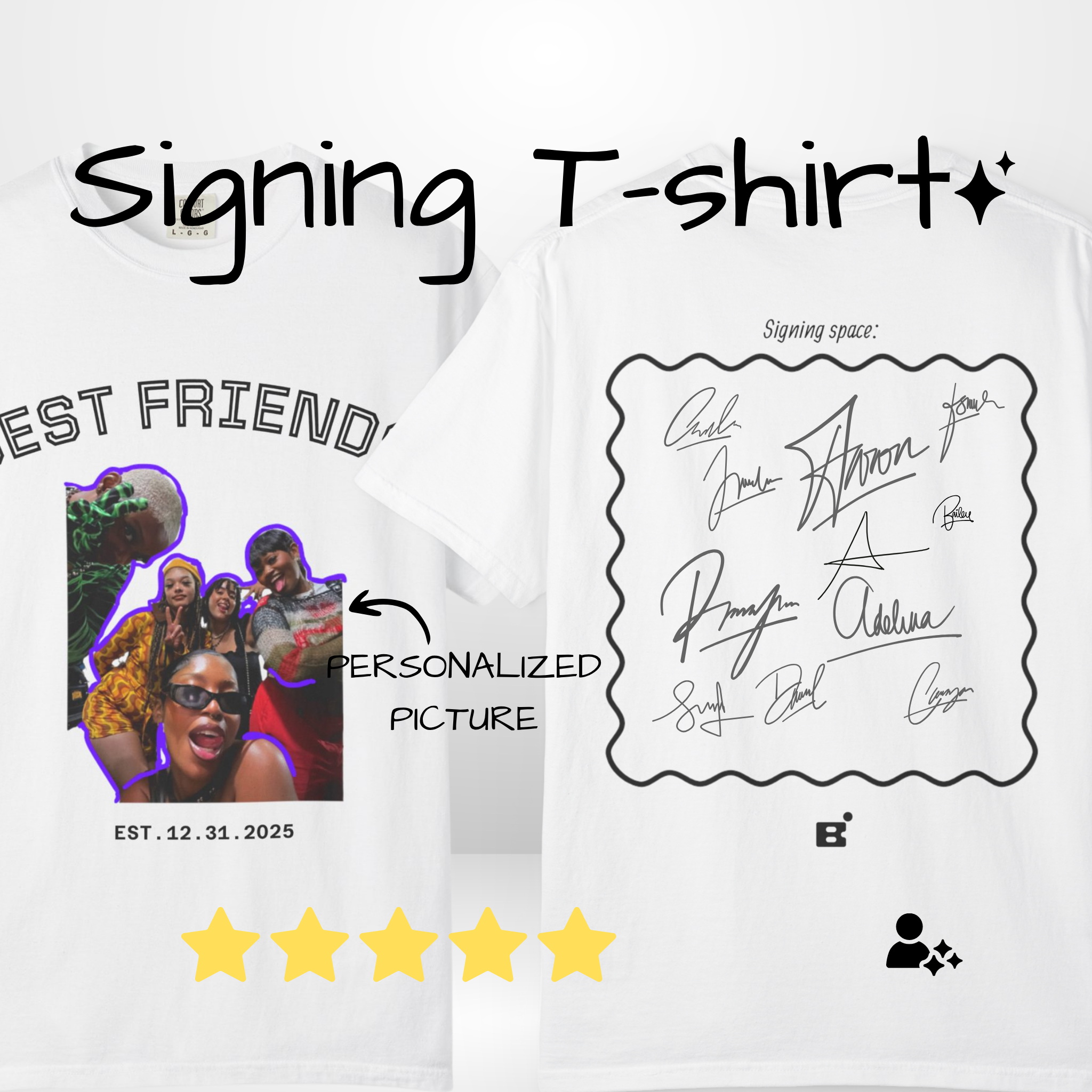 Signing T-shirt -Shirt | Unisex Garment-Dyed Tee for Best Friends, for Friend Groups, Class of 2025, Casual Wear, Statement Shirt, T-shirt for signing product thumbnail image Signing T-shirt -Shirt | Unisex Garment-Dyed Tee for Best Friends, for Friend Groups, Class of 2025, Casual Wear, Statement Shirt, T-shirt for signing product thumbnail image