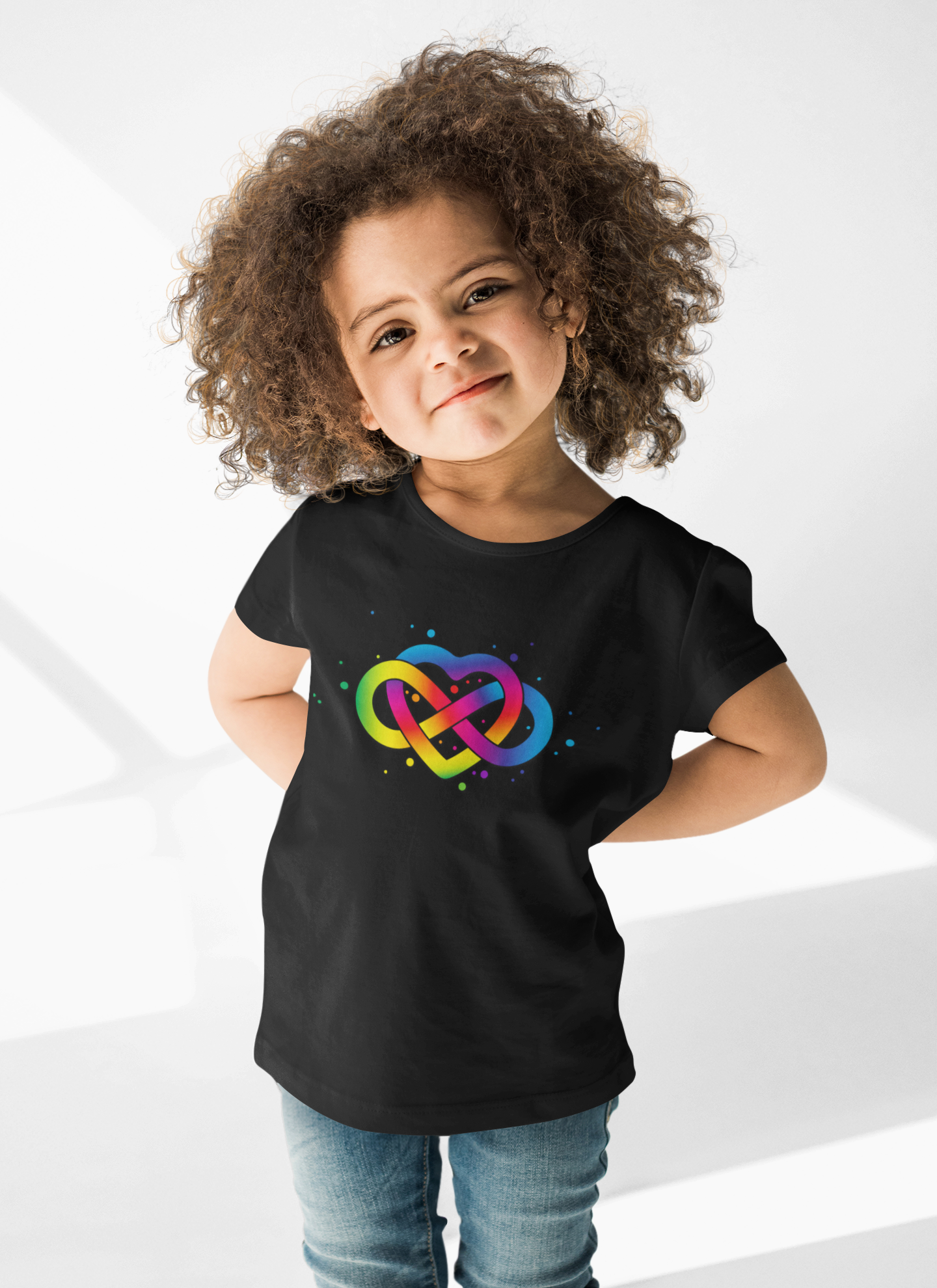 Colorful Infinity Heart Kids Tee - Celebrating Love and Diversity product thumbnail image Colorful Infinity Heart Kids Tee - Celebrating Love and Diversity product thumbnail image