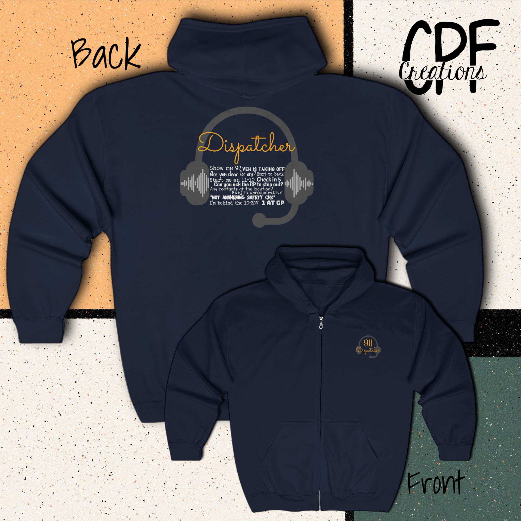 911 Dispatcher Radio Traffic Zip Hoodie Personalizable product thumbnail image 911 Dispatcher Radio Traffic Zip Hoodie Personalizable product thumbnail image