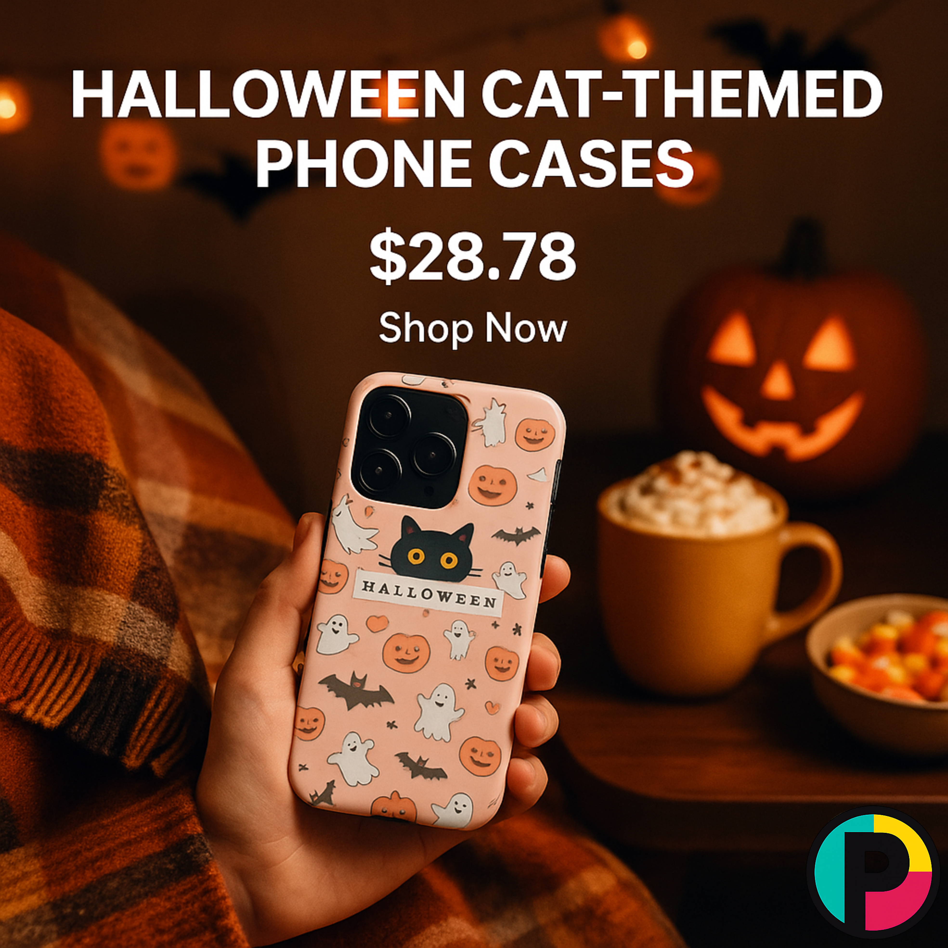 Halloween Cat-Themed Phone Cases, Cute Mobile Accessories, Impact-Resistant Cases, Fun Trick or Treat Decor, Fall Holiday Gift product thumbnail image