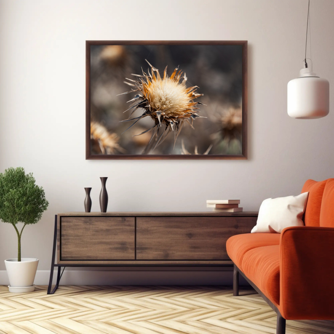 Sundried Thistle Crown – Shlomi Mounted Art Print – Warm Botanical Wall Decor for Suites & Homes product thumbnail image Sundried Thistle Crown – Shlomi Mounted Art Print – Warm Botanical Wall Decor for Suites & Homes product thumbnail image