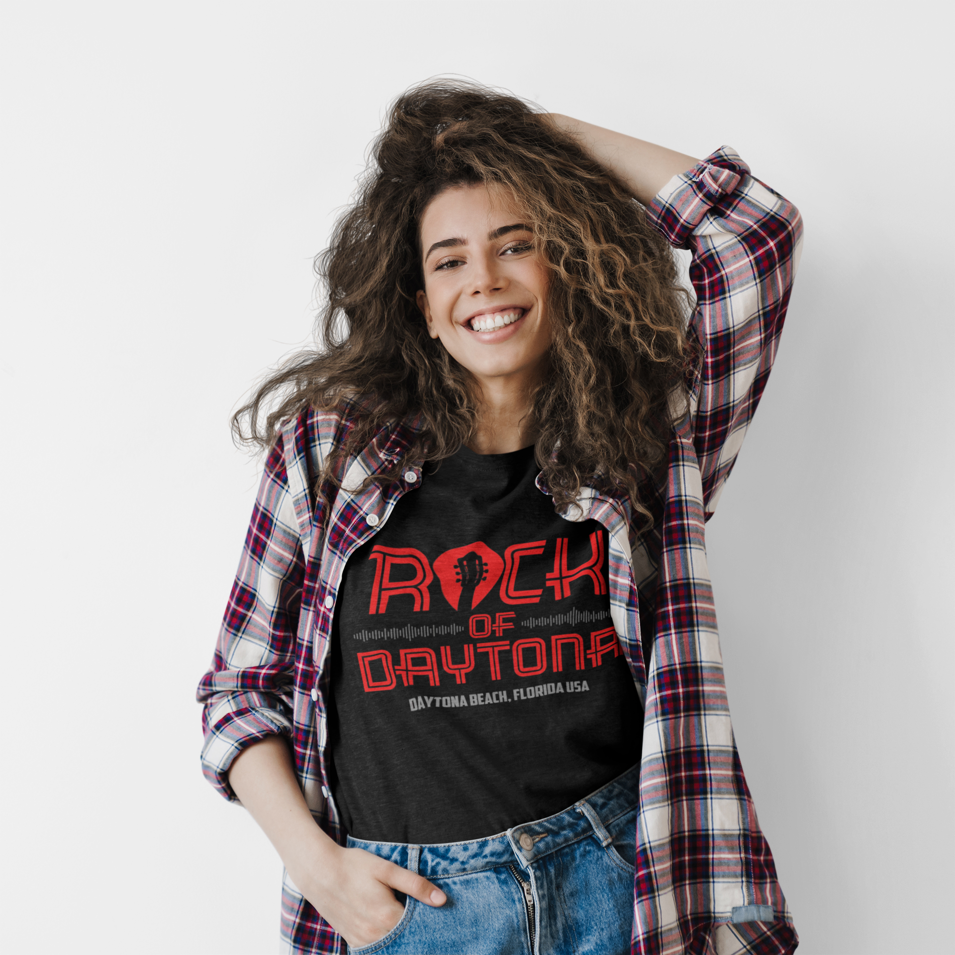 Rock of Daytona Unisex Dark T-Shirt | Rock Radio Shirt, Music Tee, Rock Music Apparel, Gifts for Music Lovers, Florida Souvenir, Daytona Beach product thumbnail image