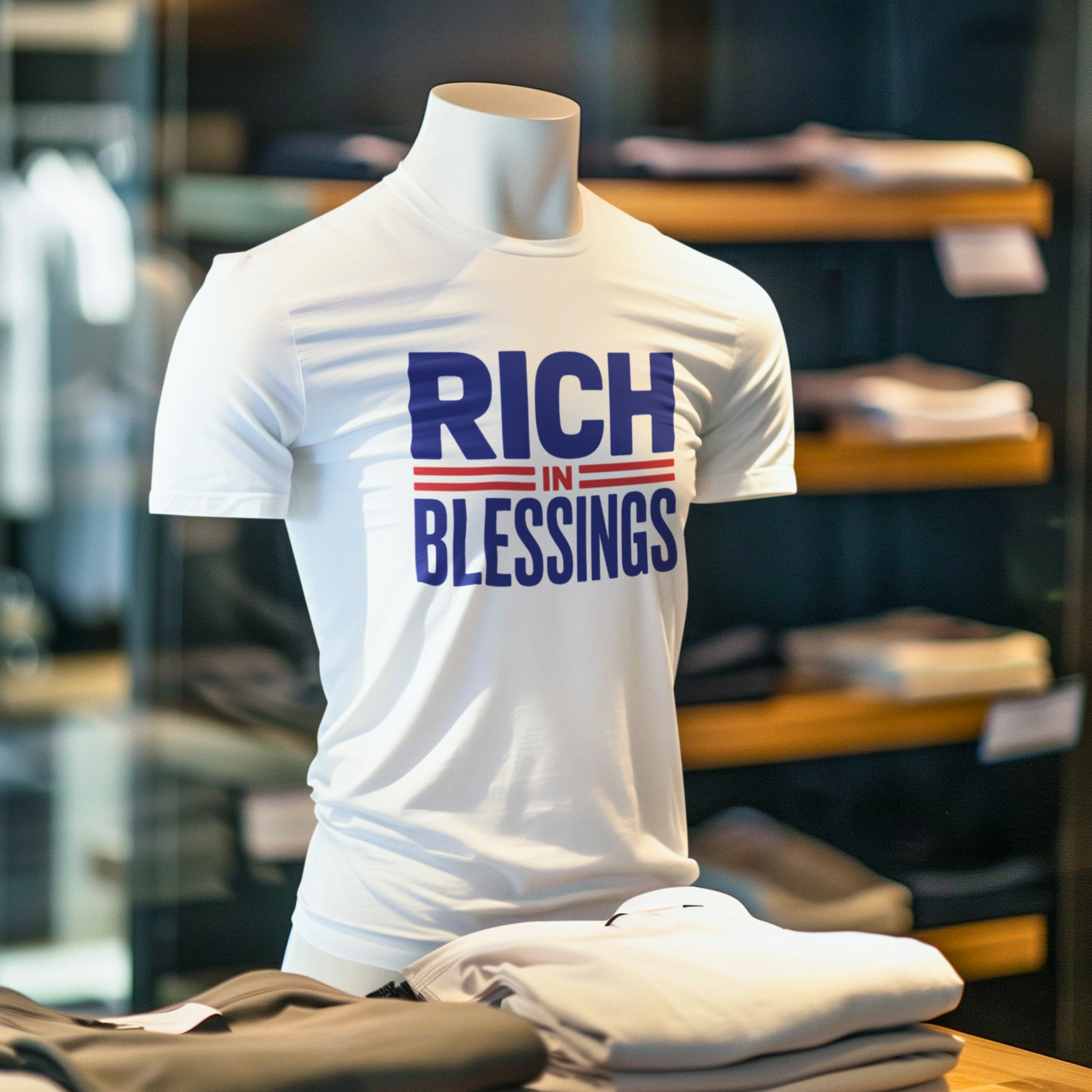 Unisex Softstyle "RICH IN BLESSINGS" T-Shirt White/Deep Royal/Fire Red product thumbnail image Unisex Softstyle "RICH IN BLESSINGS" T-Shirt White/Deep Royal/Fire Red product thumbnail image