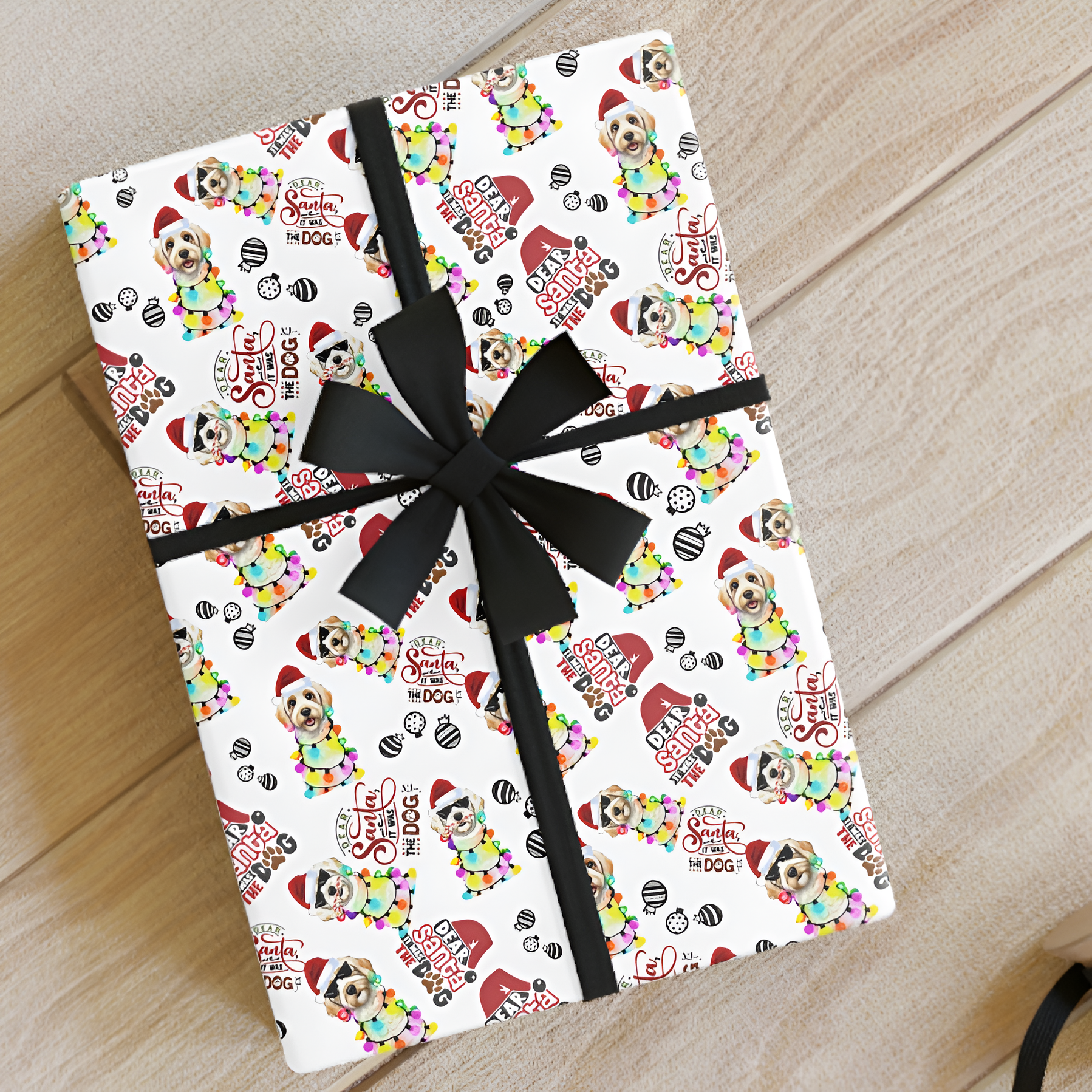 Golden Doodle Christmas- Holiday Gift Wrapping Paper Roll - Christmas Theme, Eco-friendly, Gift Wrap, Seasonal Décor, Party Supplies, Santa &amp; Grinch Design