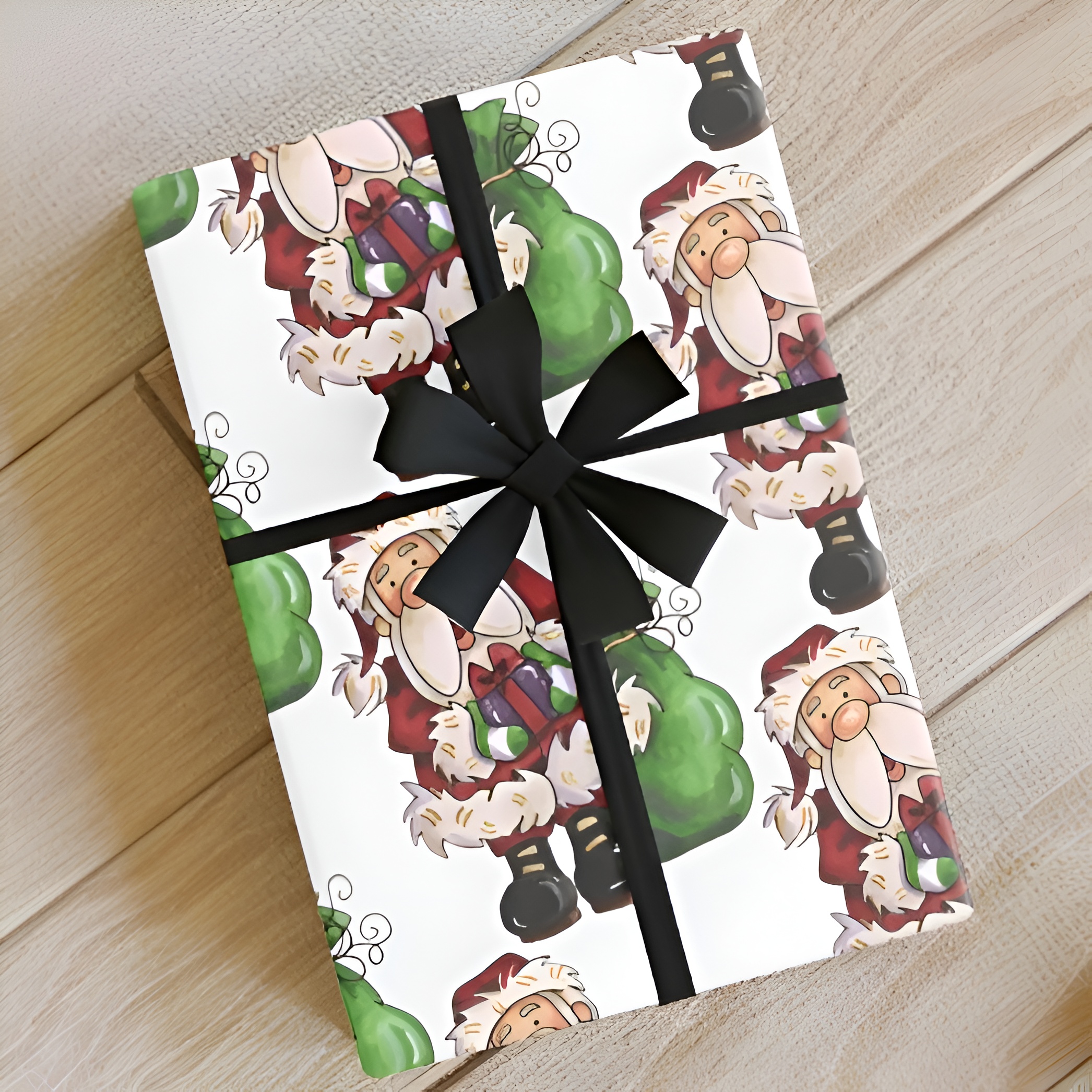 Santa-White- Holiday Gift Wrapping Paper Roll - Christmas Theme, Eco-friendly, Gift Wrap, Seasonal Decor, Party Supplies, Santa &amp; Grinch Design