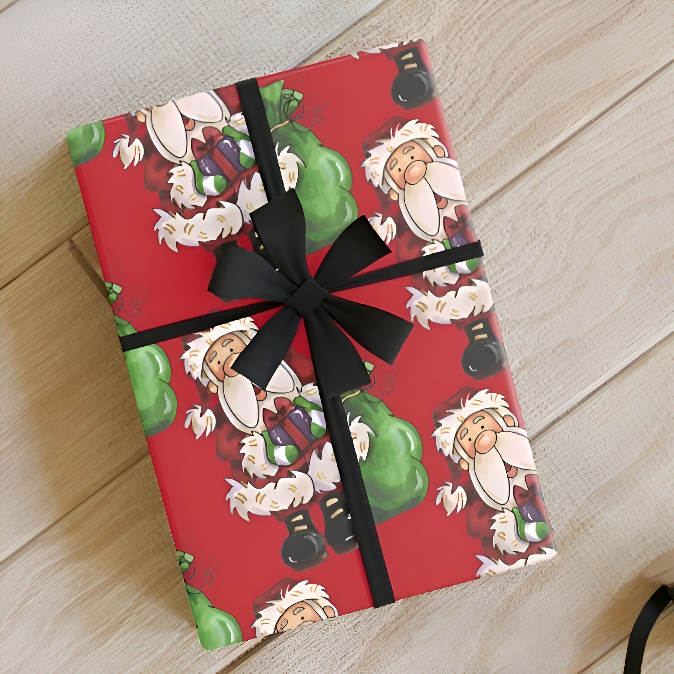 Santa-Red- Holiday Gift Wrapping Paper Roll - Christmas Theme, Eco-friendly, Gift Wrap, Seasonal Decor, Party Supplies, Santa &amp; Grinch Design