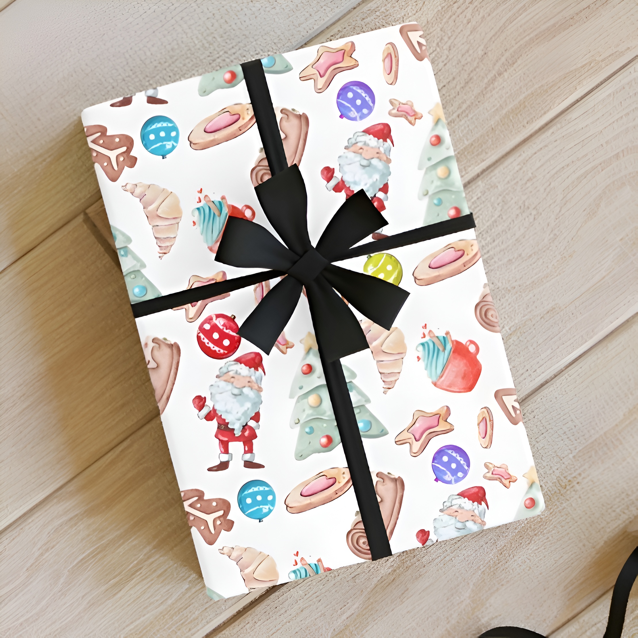 Sweet Treats and Santa- Holiday Gift Wrapping Paper Roll - Christmas Theme, Eco-friendly, Gift Wrap, Seasonal Décor, Party Supplies, Santa & Grinch Design product thumbnail image Sweet Treats and Santa- Holiday Gift Wrapping Paper Roll - Christmas Theme, Eco-friendly, Gift Wrap, Seasonal Décor, Party Supplies, Santa & Grinch Design product thumbnail image