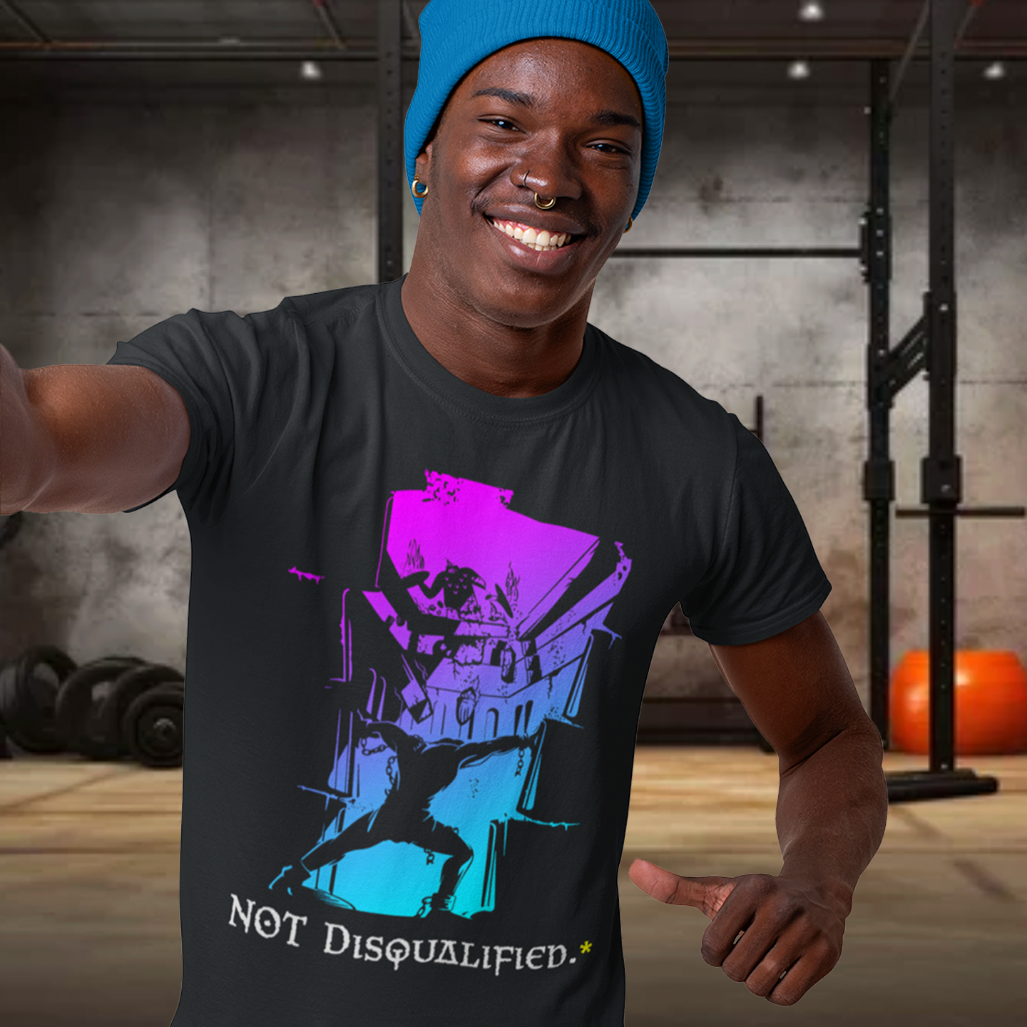 NOT DISQUALIFIED (Samson) Men's Graphic Tee, Edgy Streetwear, Perfect for Casual Outings, Unique Menswear, Ideal for Gym