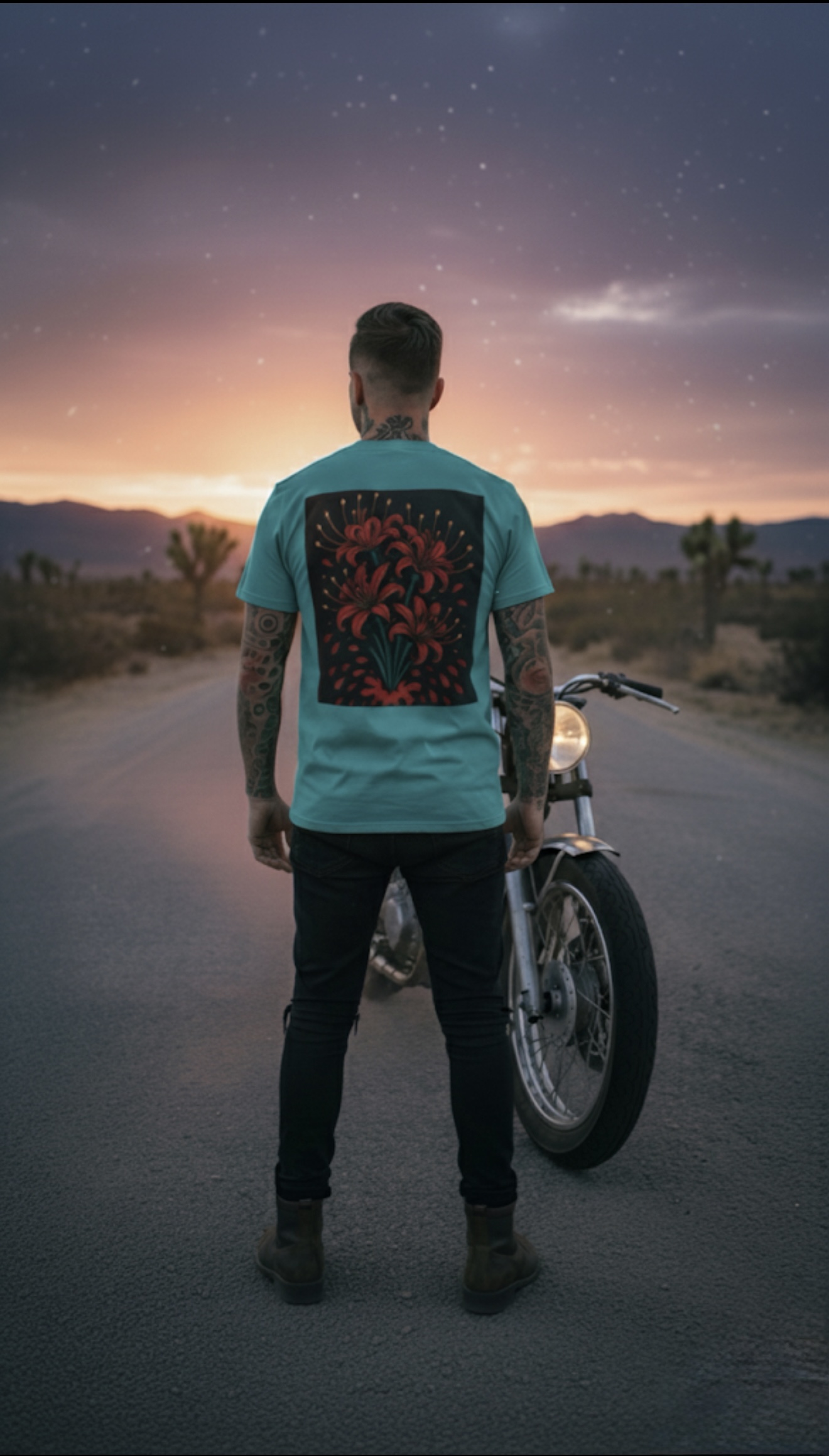 Spider Lily Samurai T-shirt - Warrior's Resurrection Tee product thumbnail image Spider Lily Samurai T-shirt - Warrior's Resurrection Tee product thumbnail image