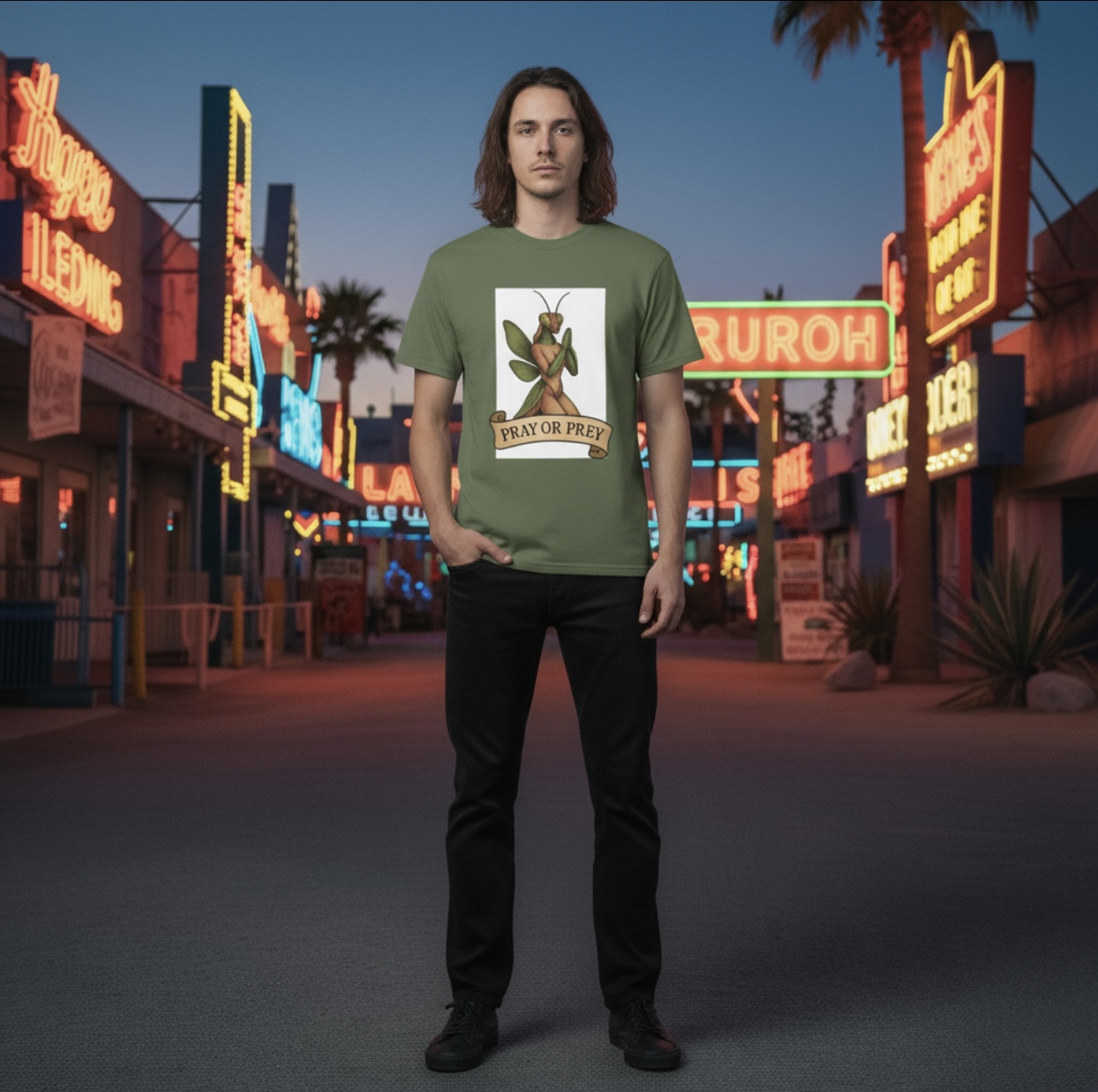 Pray or Prey Unisex T-Shirt, Artistic Graphic Tee, Unique Gift for Insect Lovers, Nature-Themed Apparel, Quirky Fashion Statement