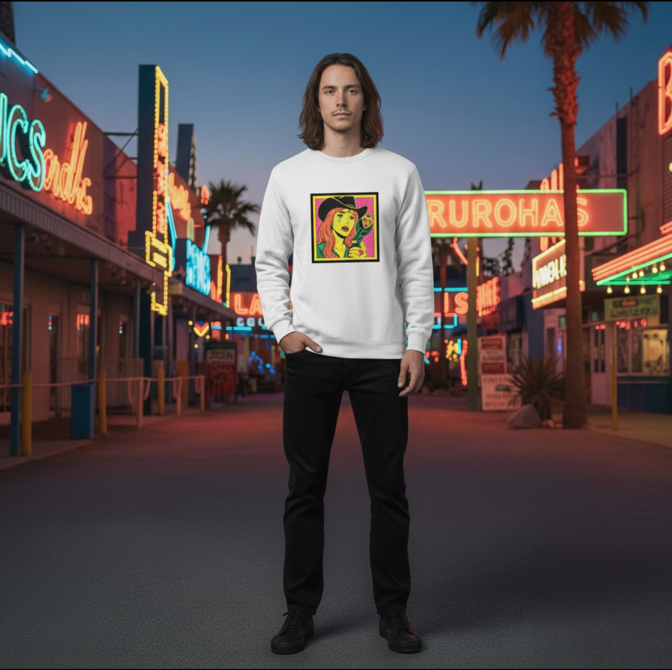 love like a six shooter Graphic Sweatshirt, Unisex Crewneck Pullover, Cozy Artsy Apparel, Perfect for Gifts, Vintage Style Casual Wear