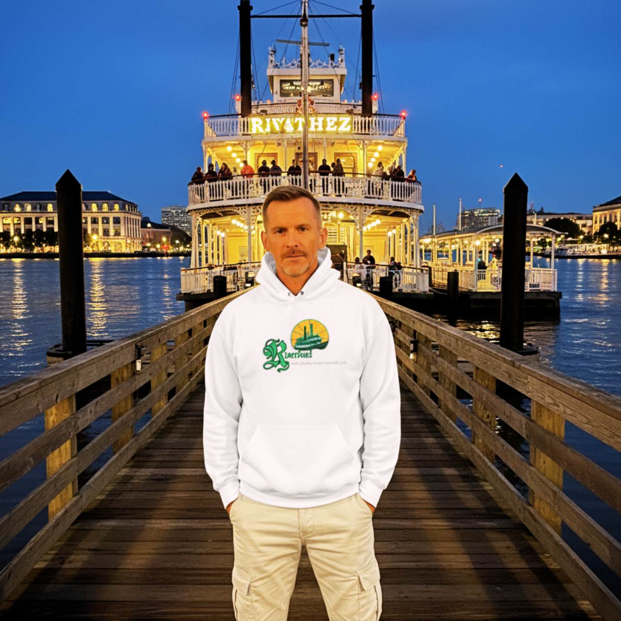 ZEAUXDIAC Riverboat Hoodie | Mystical New Orleans Astrology Sweatshirt, Unisex Celestial Streetwear, perfect gift idea for the cosmically inclined and New Orleans enthusiast alike product thumbnail image