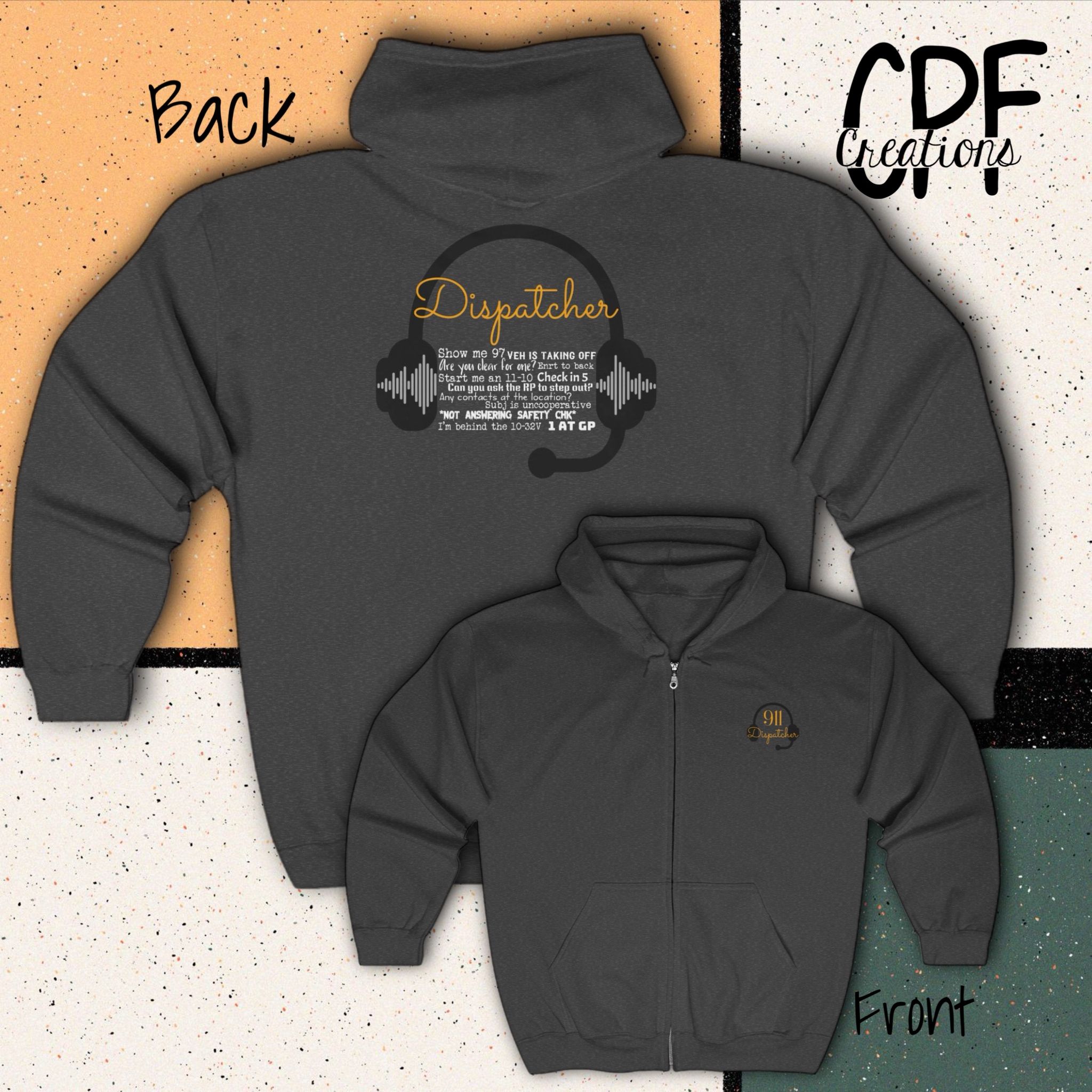 911 Dispatcher Radio Traffic Zip Hoodie Personalizable product thumbnail image 911 Dispatcher Radio Traffic Zip Hoodie Personalizable product thumbnail image