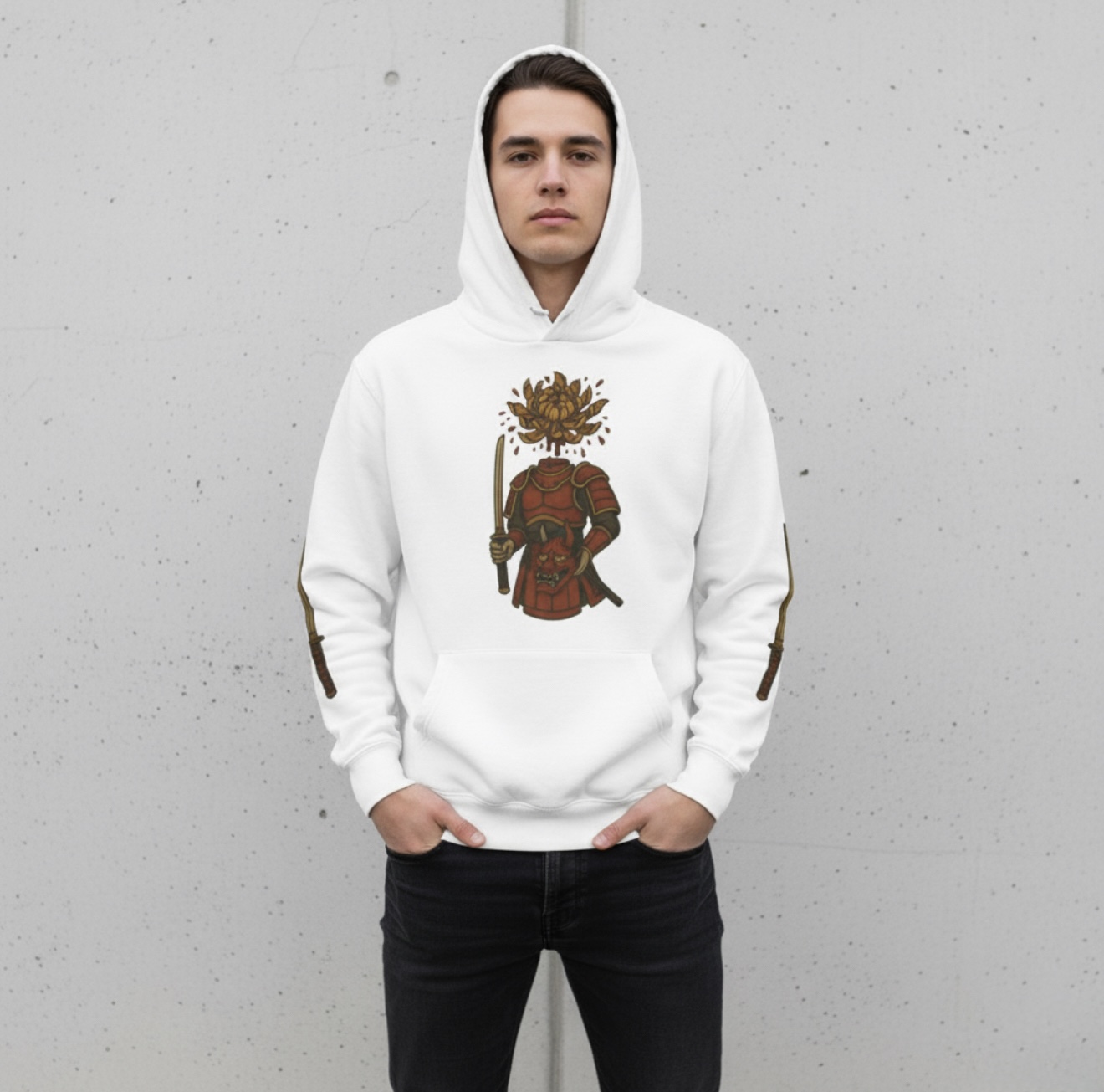 Unisex Hooded Long Sleeve Tee with Warrior Design | Comfortable Casual Wear, Gift for Gamers, Fall Fashion, Unique Graphic Tee, [...] product thumbnail image