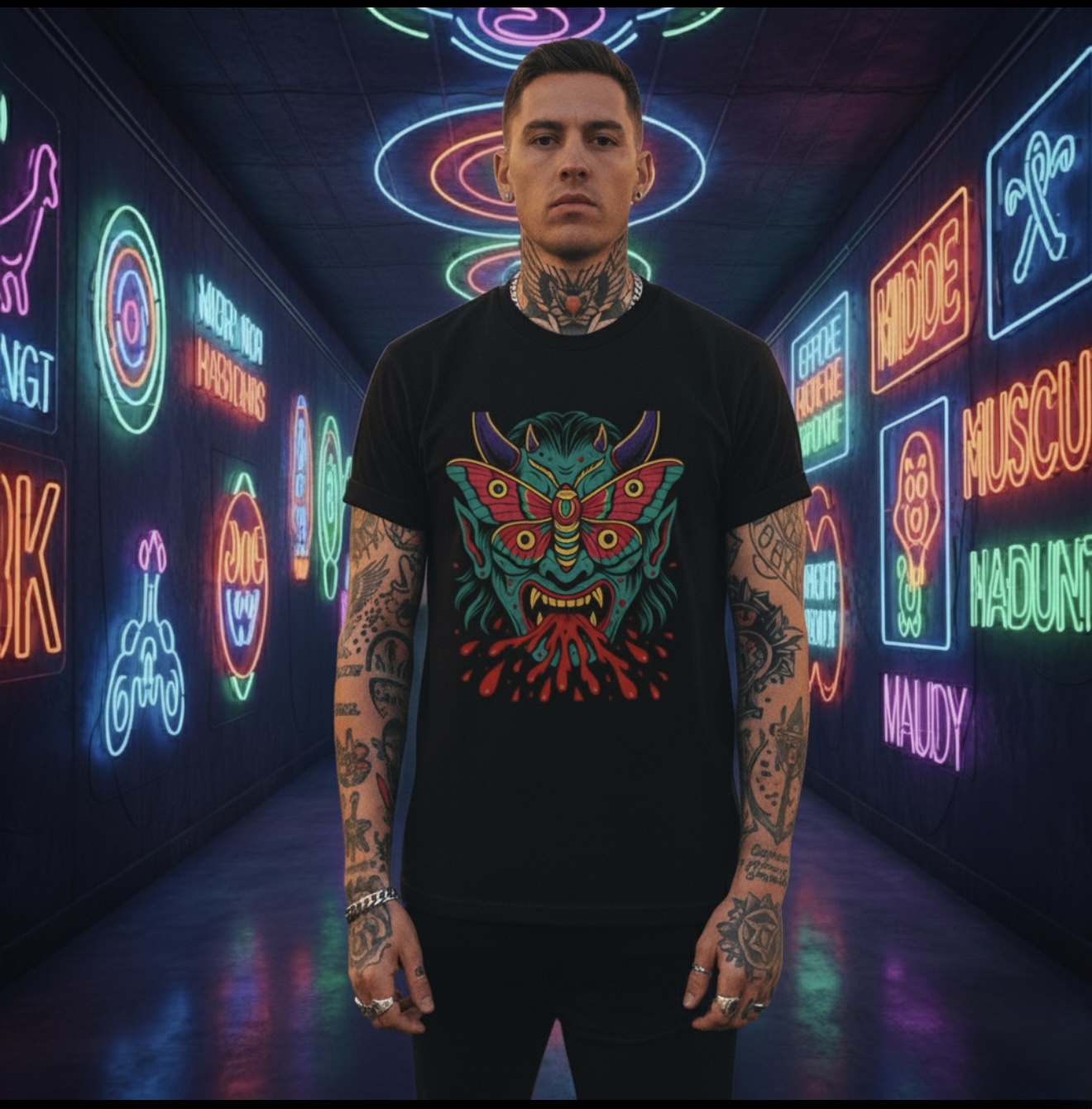 see no evil II Demon Graphic Tee - Unisex T-Shirt for Halloween, Bohemian Style, Casual Wear, Unique Gift Idea product thumbnail image see no evil II Demon Graphic Tee - Unisex T-Shirt for Halloween, Bohemian Style, Casual Wear, Unique Gift Idea product thumbnail image