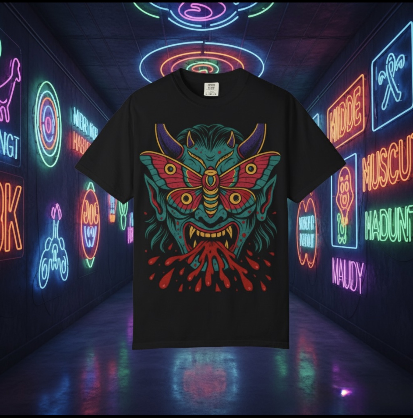 see no evil II Demon Graphic Tee - Unisex T-Shirt for Halloween, Bohemian Style, Casual Wear, Unique Gift Idea product thumbnail image see no evil II Demon Graphic Tee - Unisex T-Shirt for Halloween, Bohemian Style, Casual Wear, Unique Gift Idea product thumbnail image