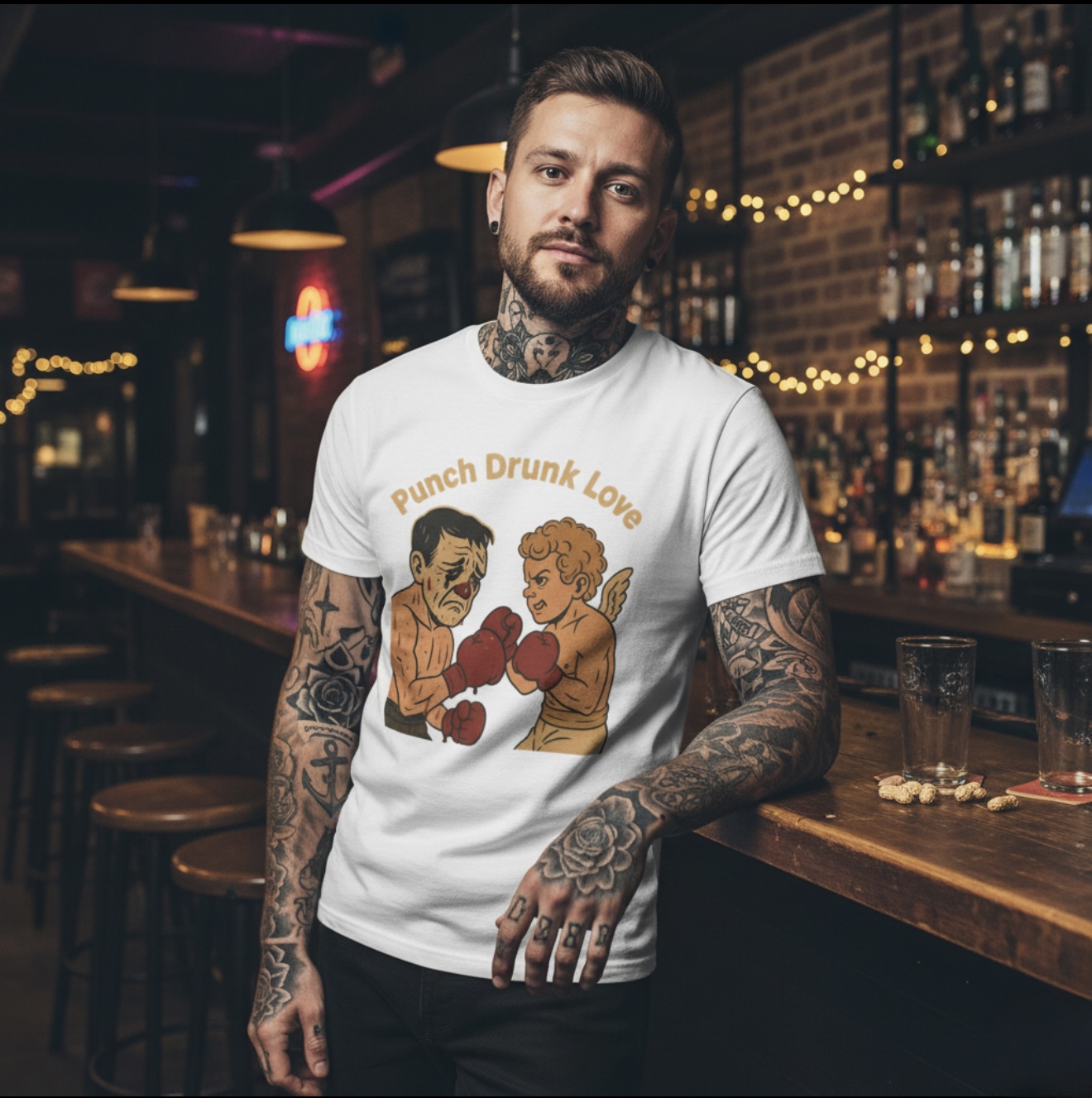 Punch Drunk Love T-Shirt, Unisex Fight Themed Tee, Perfect for Valentine's Day, Gift for Couples, Adjustable Fit, Humor Apparel product thumbnail image