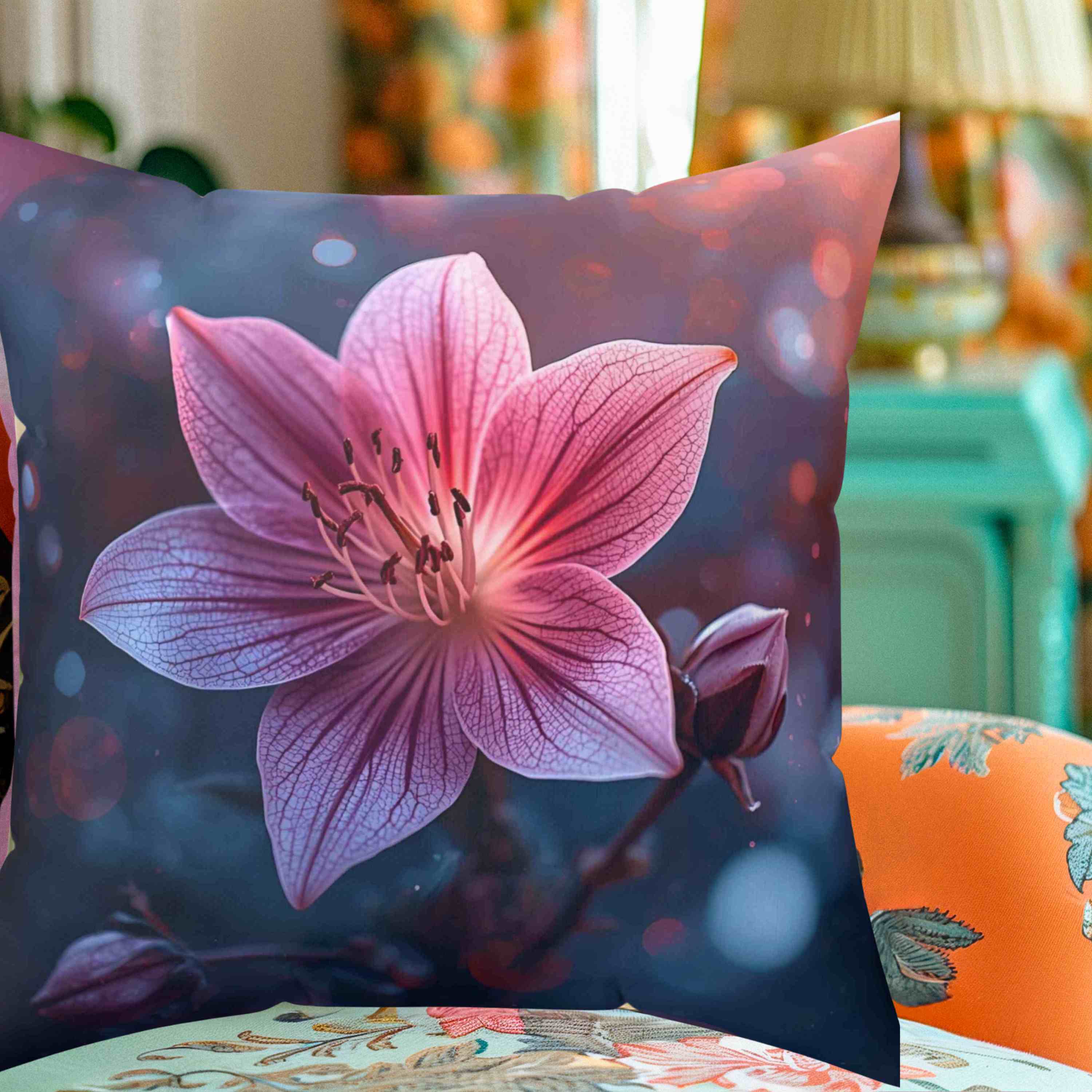 Floral Stargazer Decor Cushion | Elegant Polyester Pillow, Home Decor, Gift Idea, Spring Vibes, Cozy Living, Flower Lovers, Collectors product thumbnail image