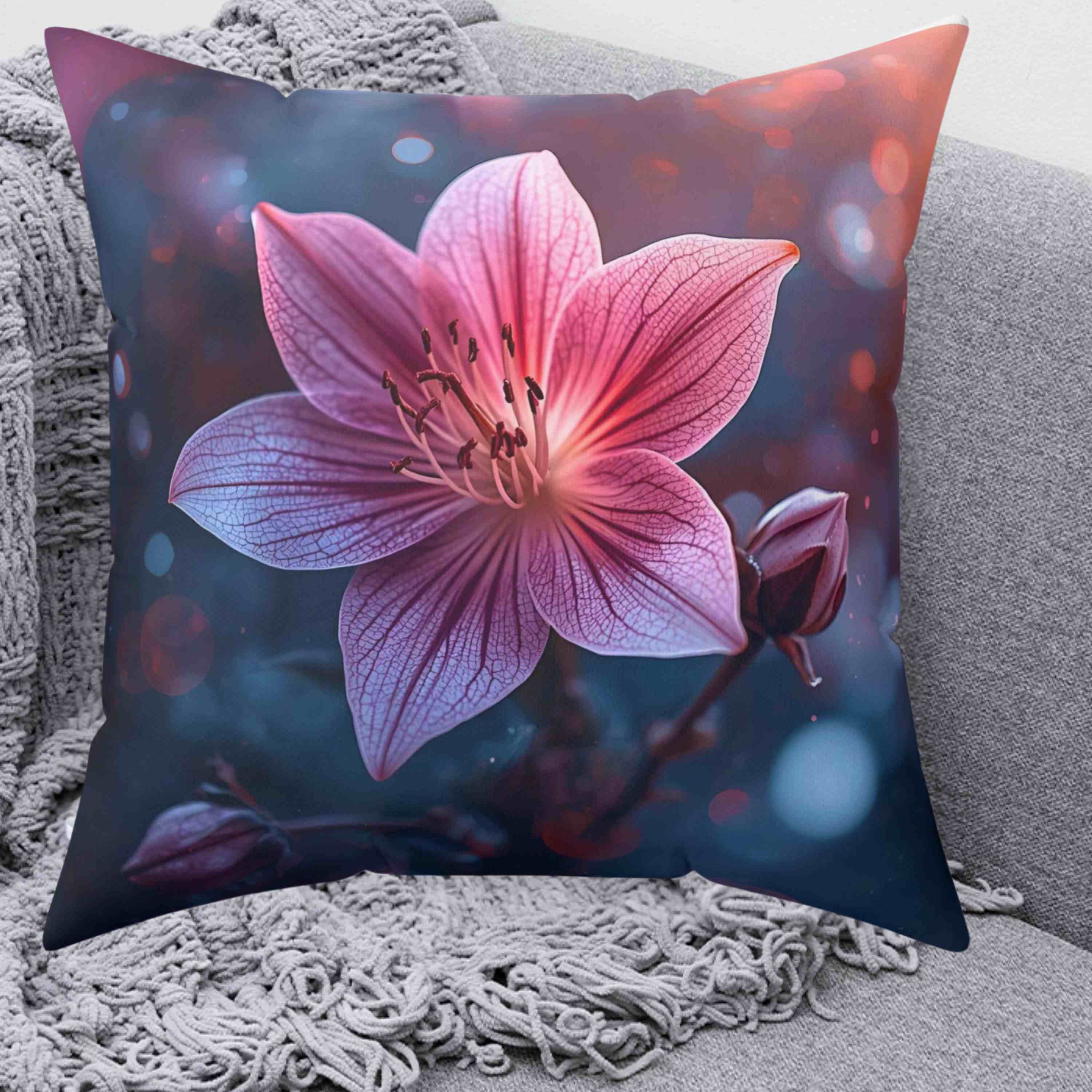 Floral Stargazer Decor Cushion | Elegant Polyester Pillow, Home Decor, Gift Idea, Spring Vibes, Cozy Living, Flower Lovers, Collectors product thumbnail image