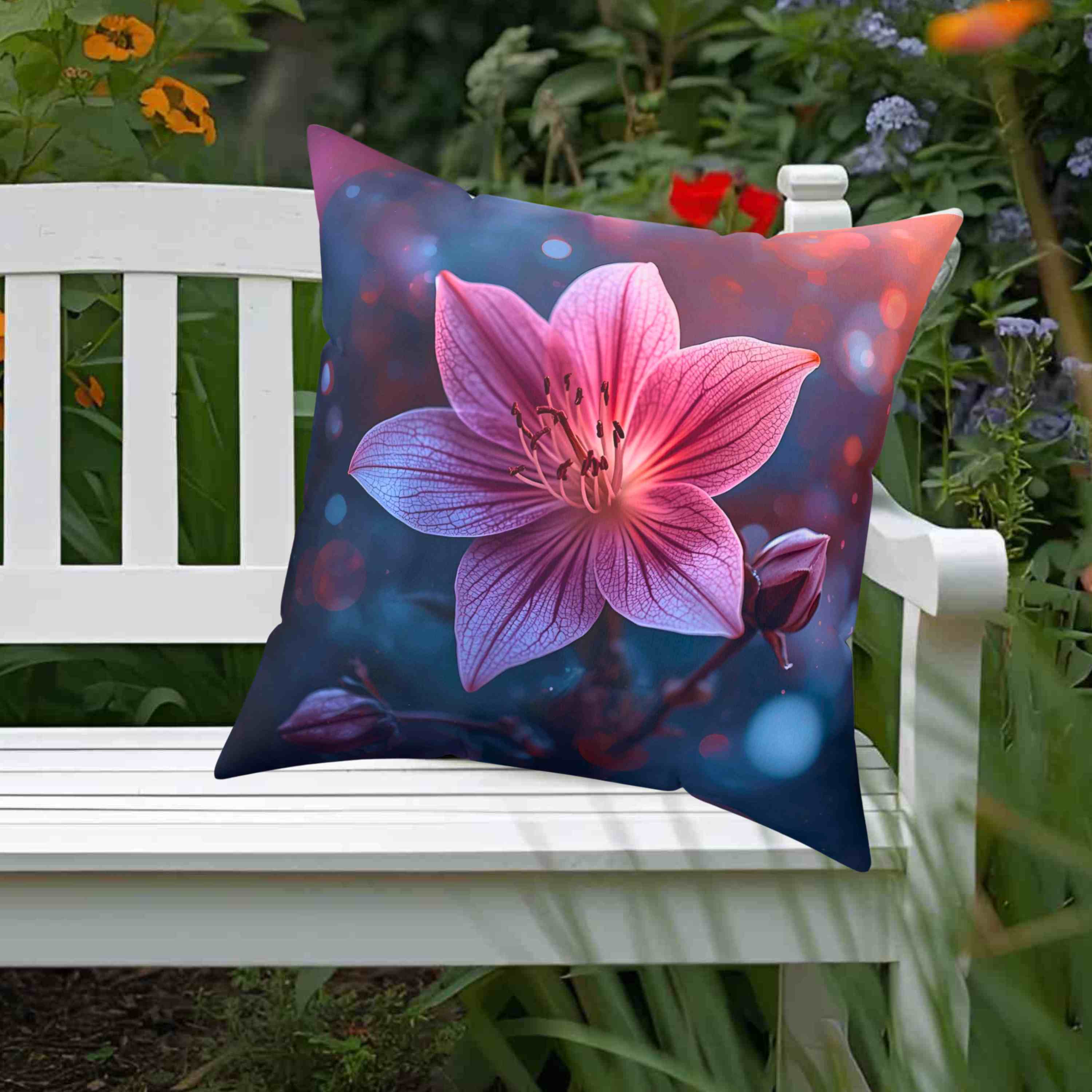 Floral Stargazer Decor Cushion | Elegant Polyester Pillow, Home Decor, Gift Idea, Spring Vibes, Cozy Living, Flower Lovers, Collectors product thumbnail image
