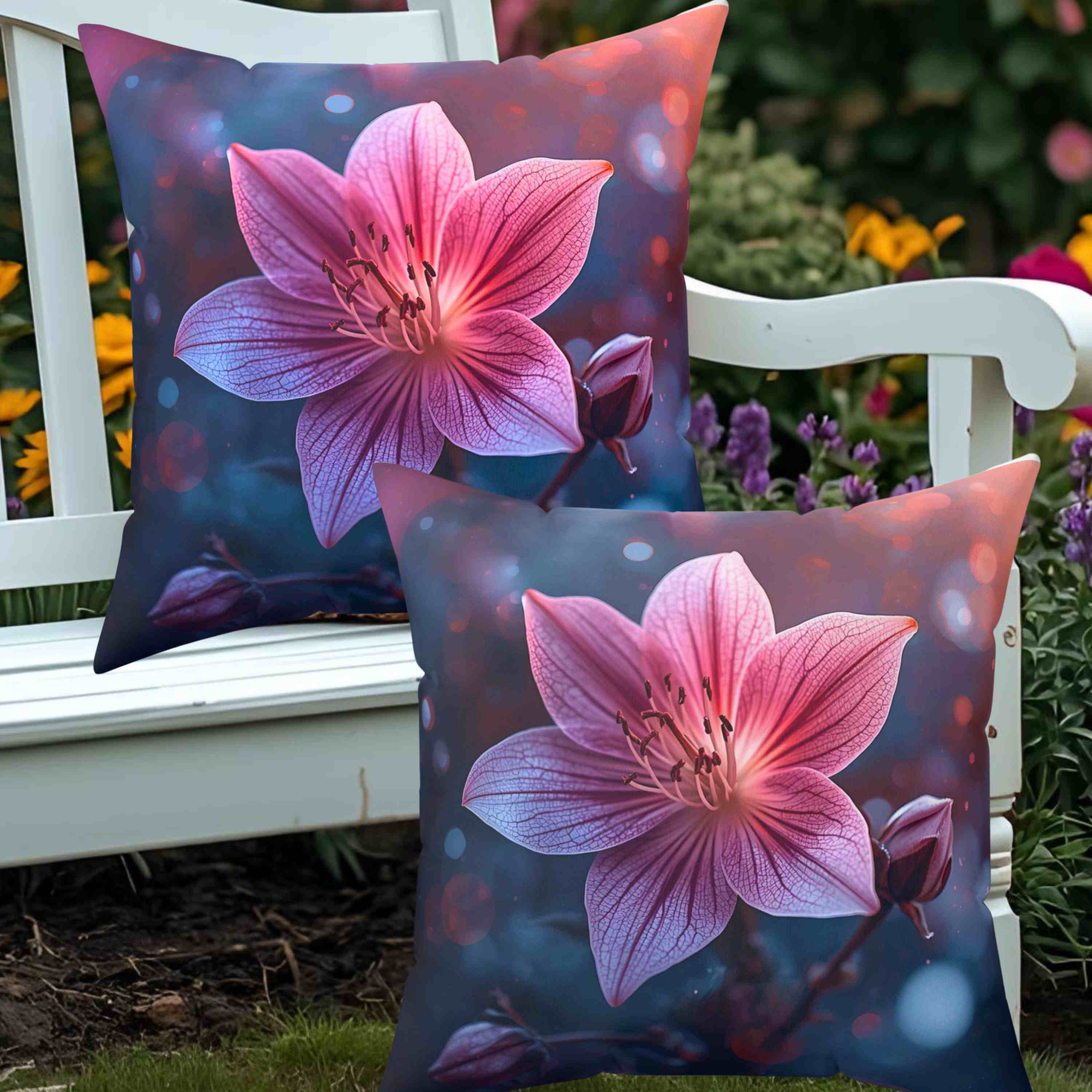 Floral Stargazer Decor Cushion | Elegant Polyester Pillow, Home Decor, Gift Idea, Spring Vibes, Cozy Living, Flower Lovers, Collectors product thumbnail image