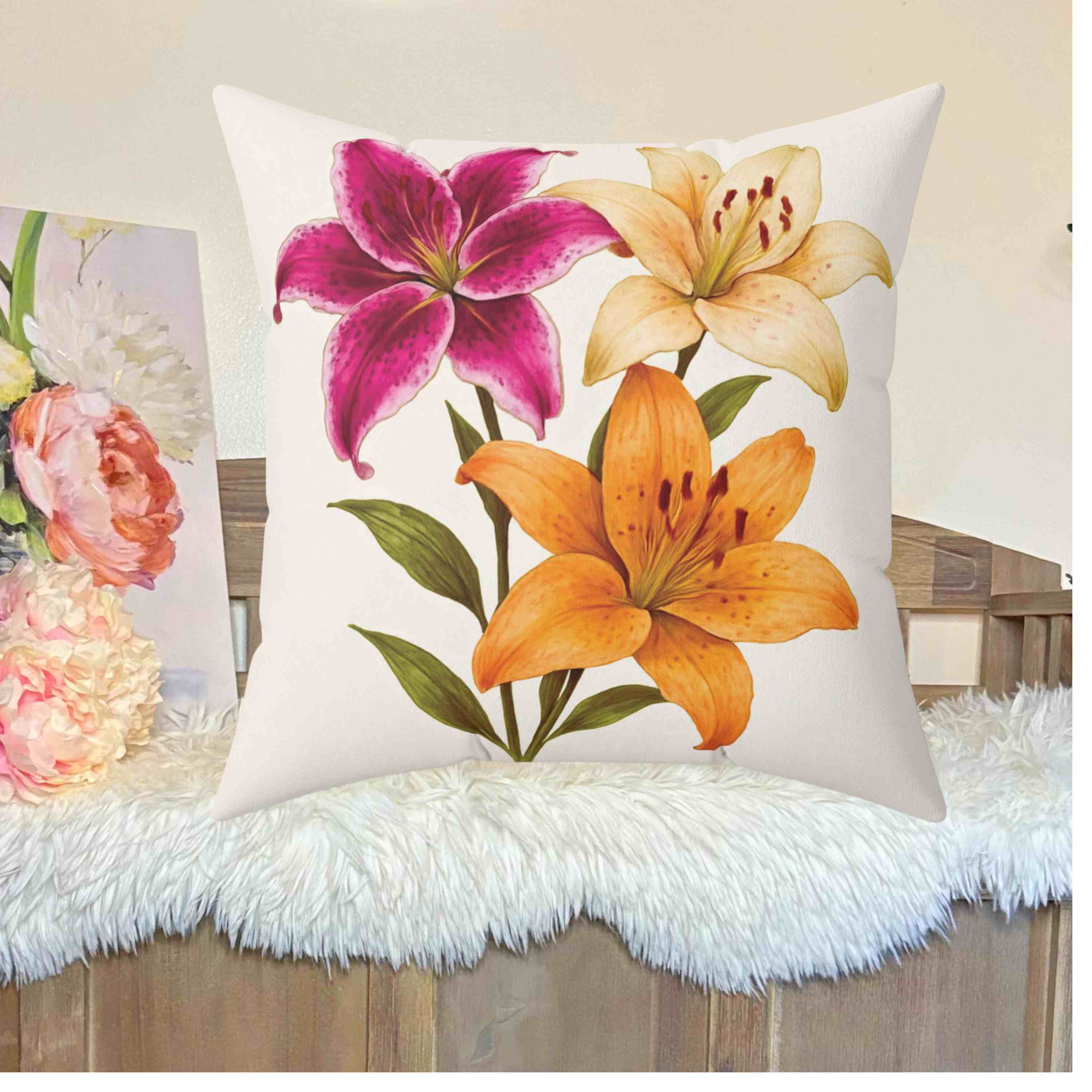 Stargazer with 2 sides Square Pillow, Decorative Pillow, Home Décor, Gift for Her, Spring Decor, Flower Accent Cushion, Collectors product thumbnail image