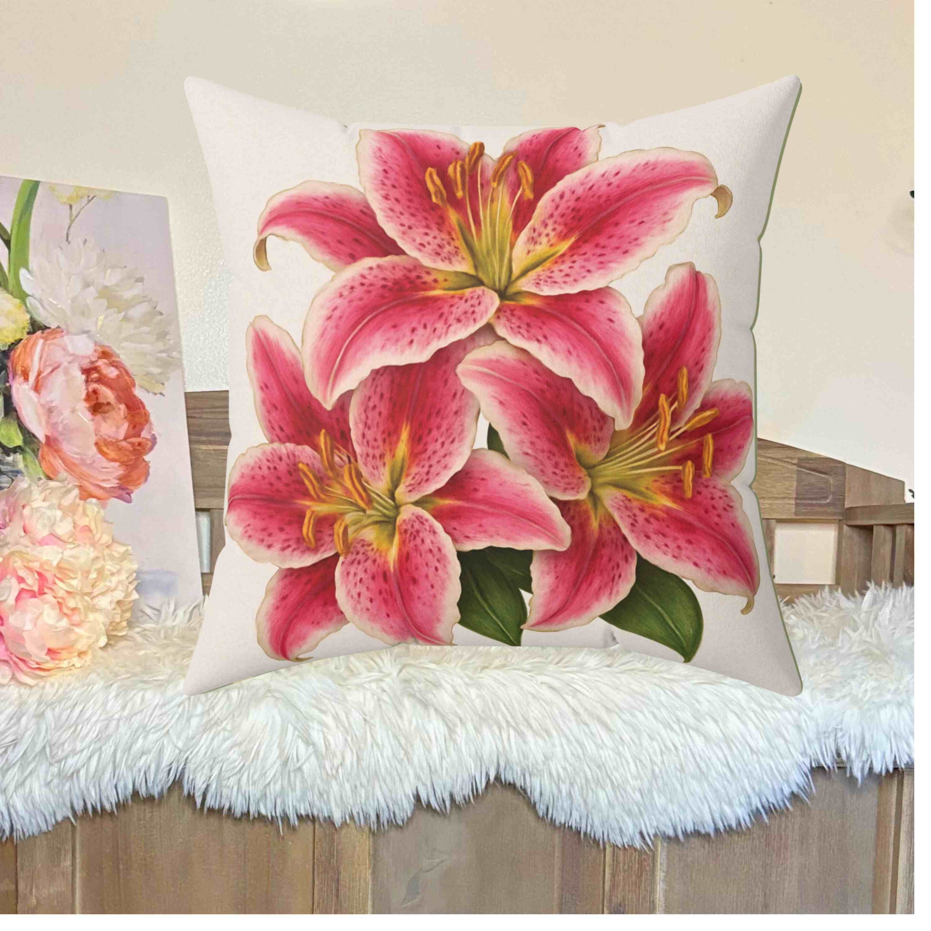 Stargazer with 2 sides Square Pillow, Decorative Pillow, Home Décor, Gift for Her, Spring Decor, Flower Accent Cushion, Collectors product thumbnail image