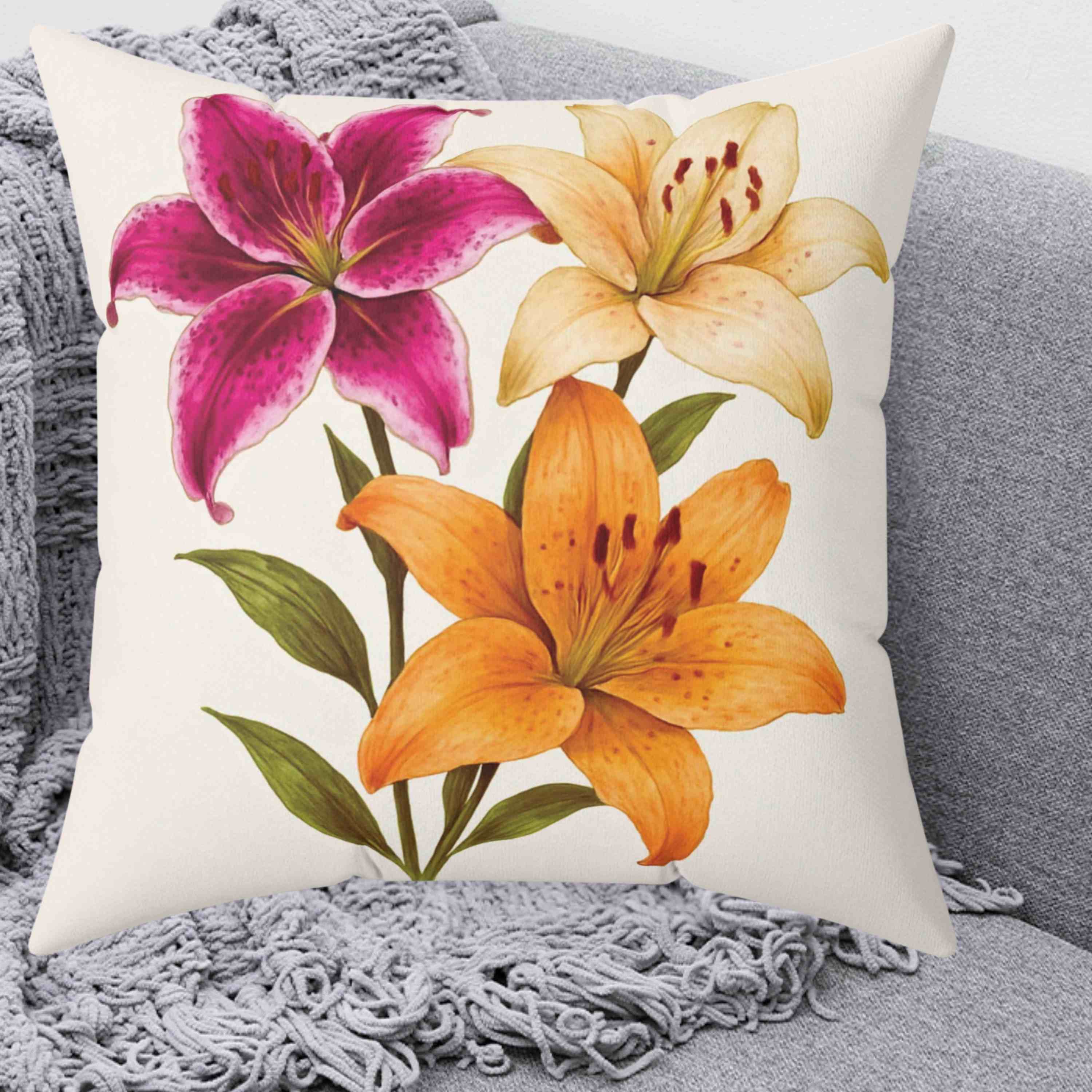 Stargazer with 2 sides Square Pillow, Decorative Pillow, Home Décor, Gift for Her, Spring Decor, Flower Accent Cushion, Collectors product thumbnail image