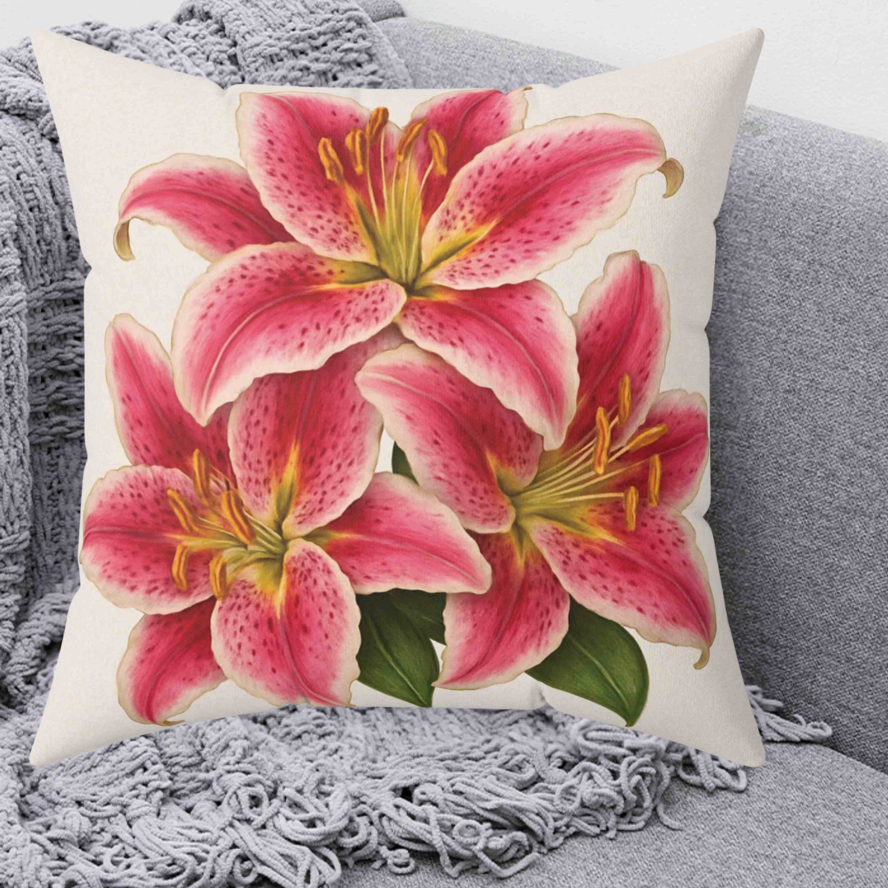 Stargazer with 2 sides Square Pillow, Decorative Pillow, Home Décor, Gift for Her, Spring Decor, Flower Accent Cushion, Collectors product thumbnail image