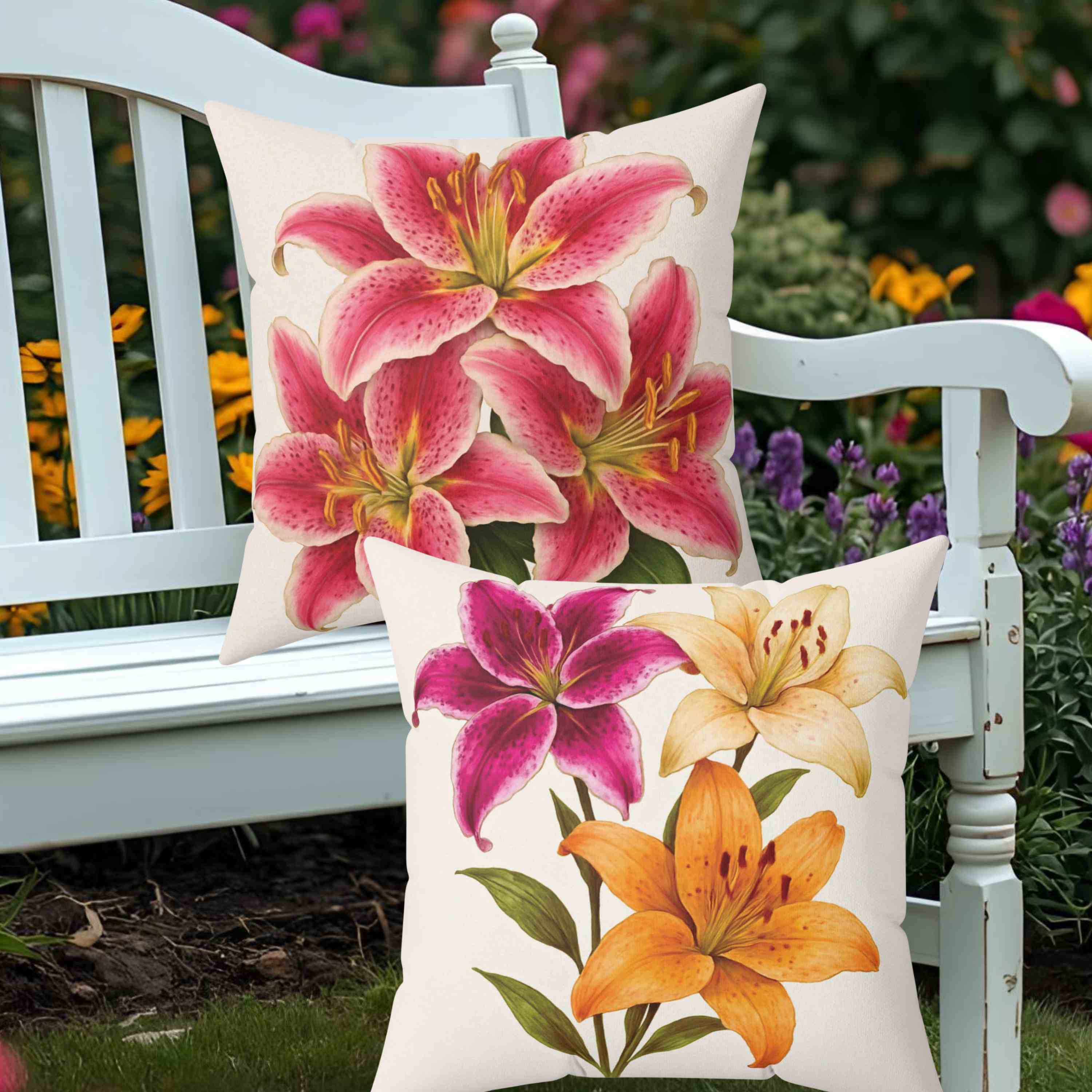 Stargazer with 2 sides Square Pillow, Decorative Pillow, Home Décor, Gift for Her, Spring Decor, Flower Accent Cushion, Collectors product thumbnail image