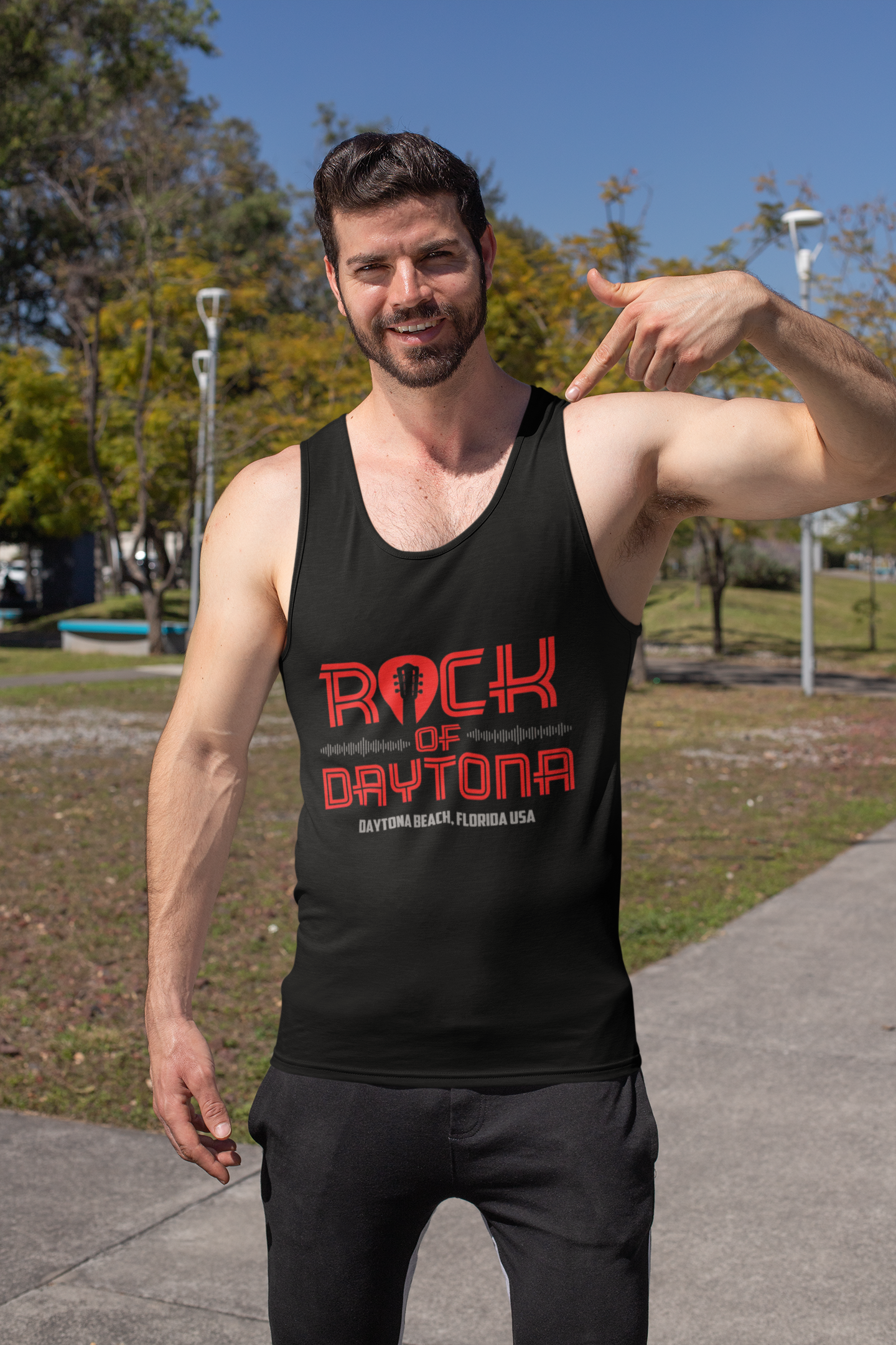 Rock of Daytona Unisex Heavy Cotton Tank Top, Rock Merch, Summer Outfit, Gift for Music Lovers, Festival Wear, Beach Apparel product thumbnail image