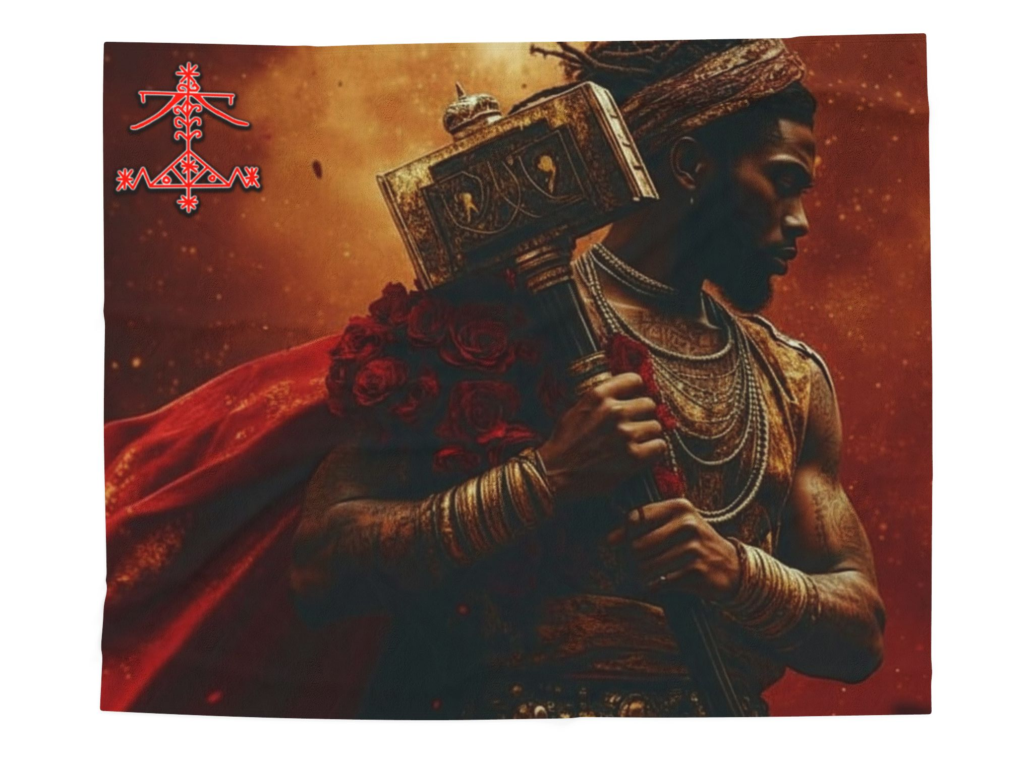 Plush Blanket - Ogou Feray Haitian Voodoo Design