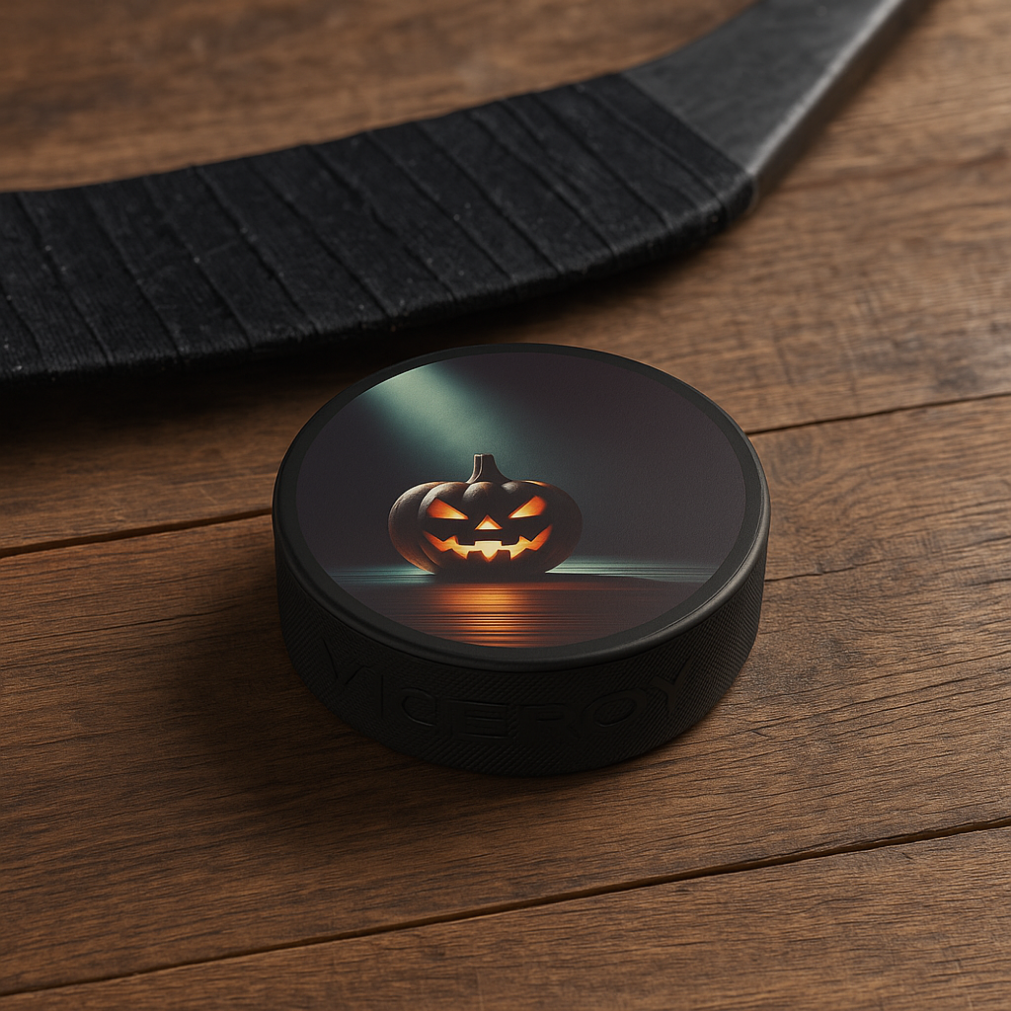 Jack O Lantern Hockey Puck Regulation 6 oz Rubber Spooky Pumpkin Ice Rink Design Halloween Unique Gift for Players and Fans Jack O Lantern Hockey Puck Regulation 6 oz Rubber Spooky Pumpkin Ice Rink Design Halloween Unique Gift for Players and Fans